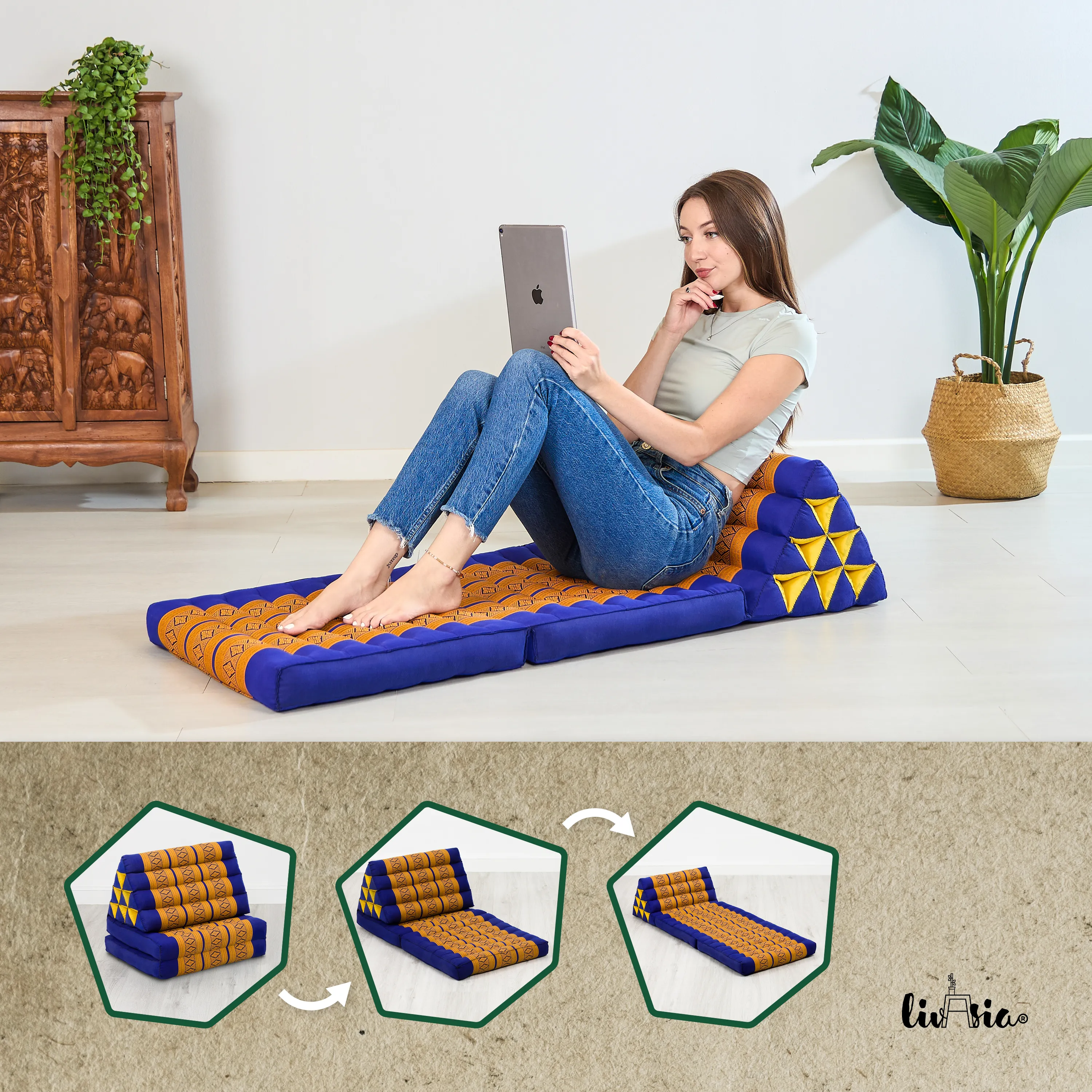 Coussin thaï avec matelas 2 parties en kapok