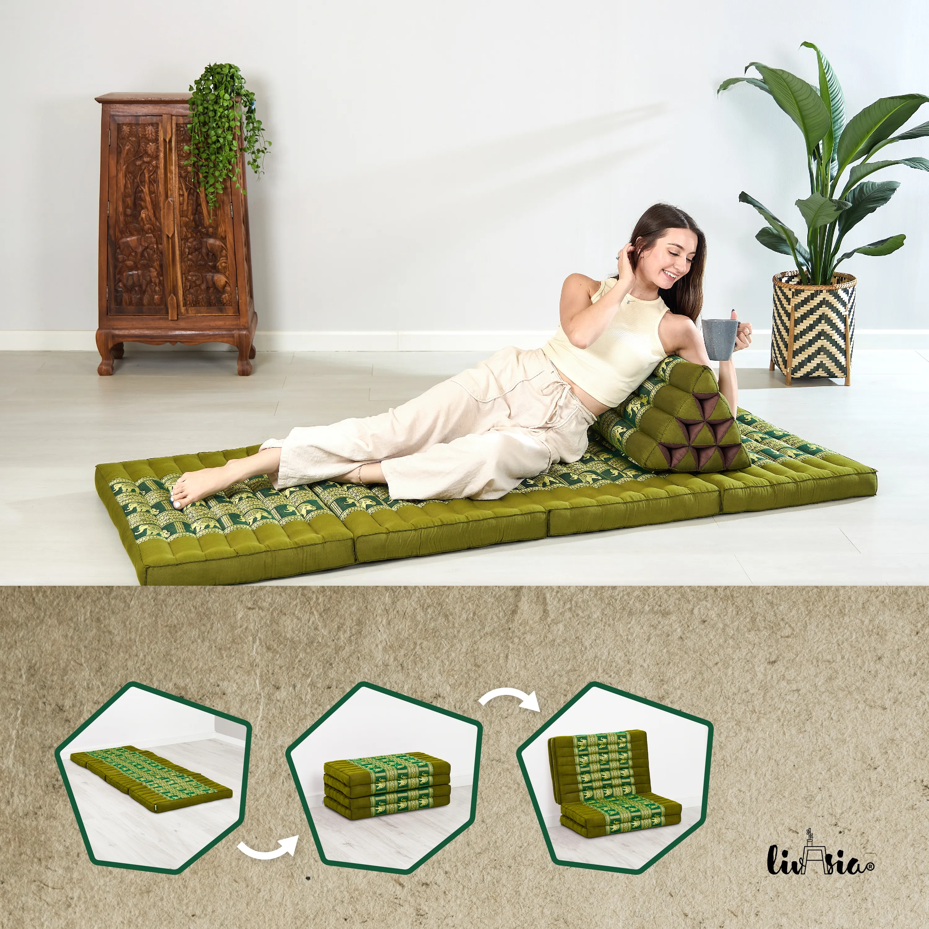 Matelas pliable en kapok, 80 cm de large, Deluxe