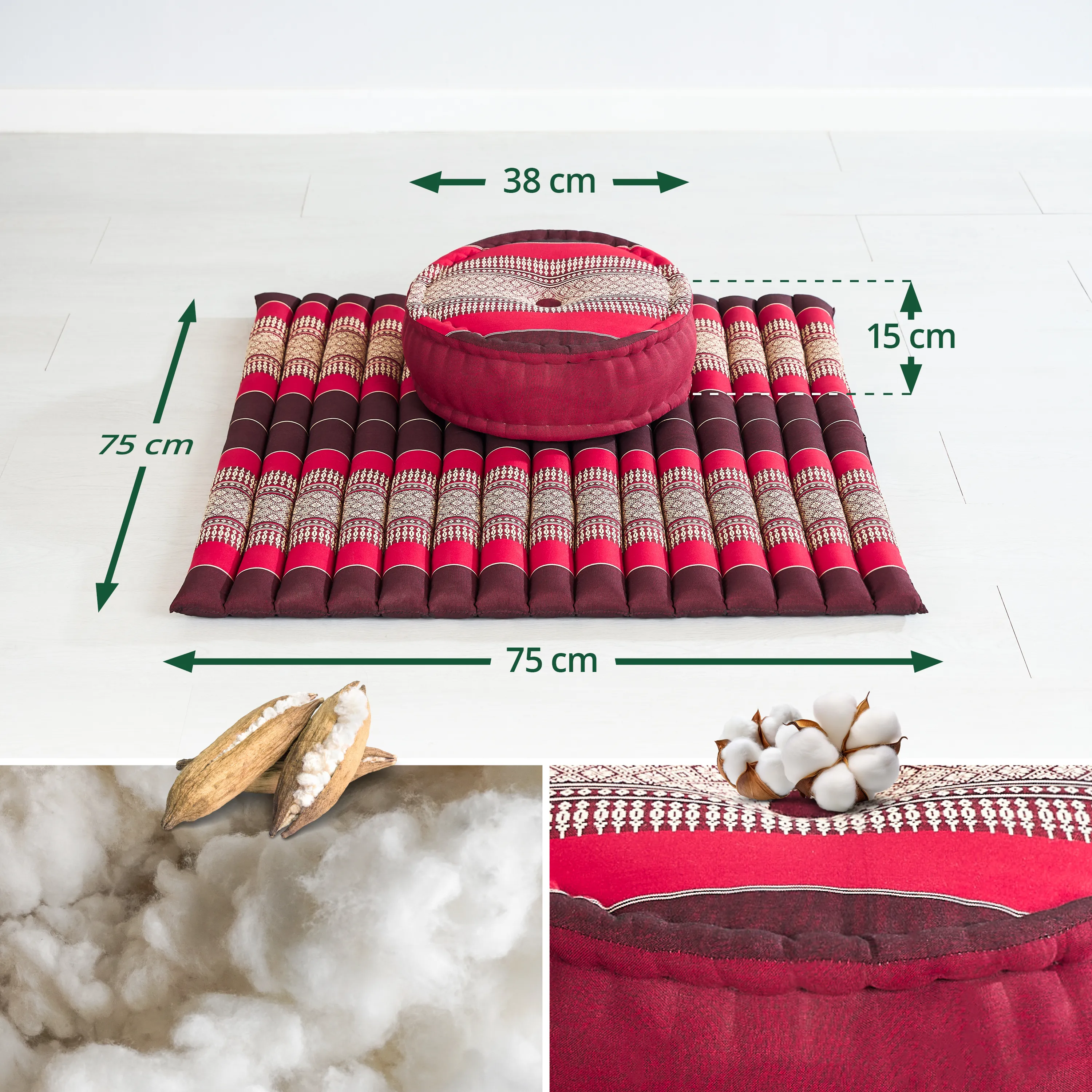 Set de coussins de méditation en kapok XL
