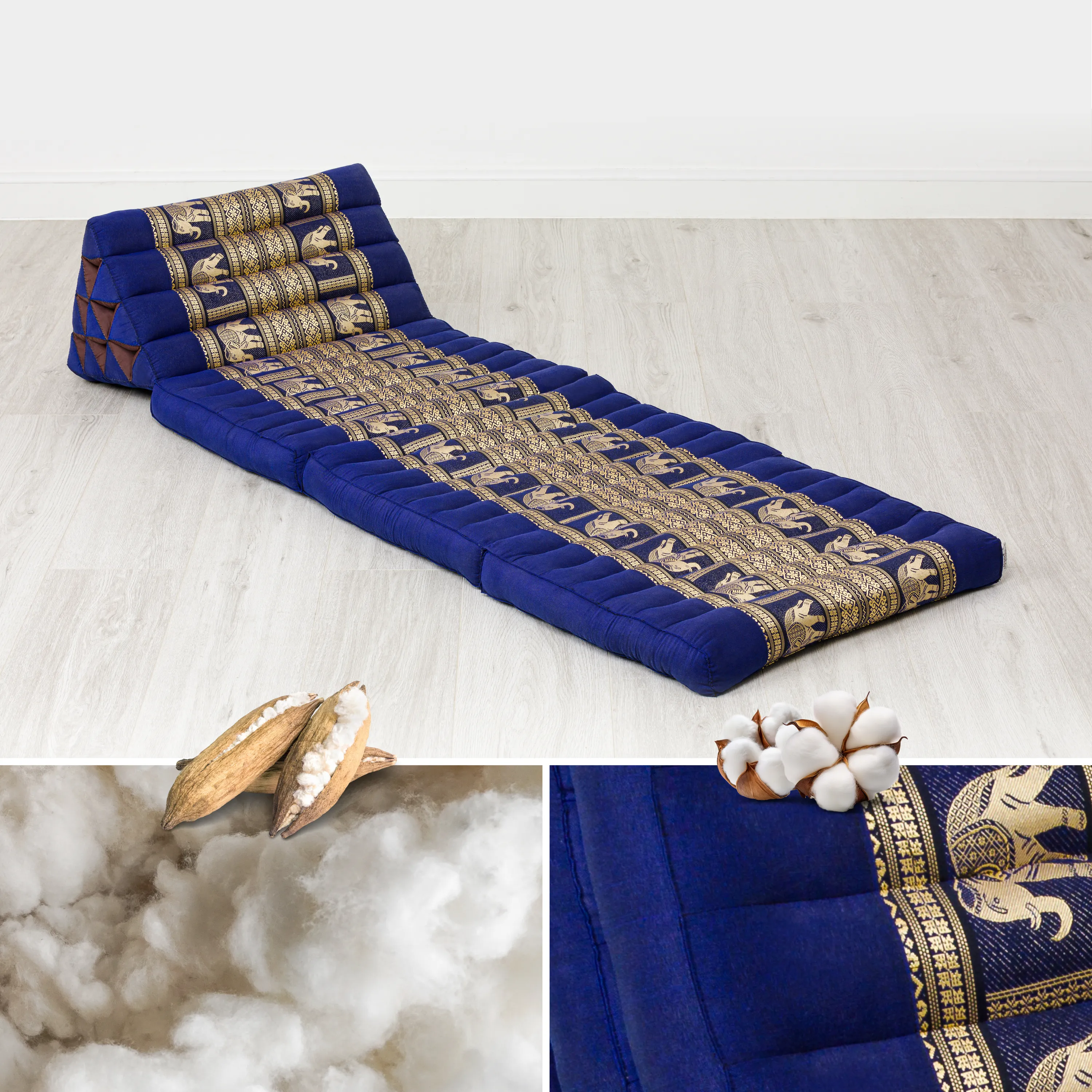 Coussin thaï avec matelas 3 parties en kapok, Deluxe