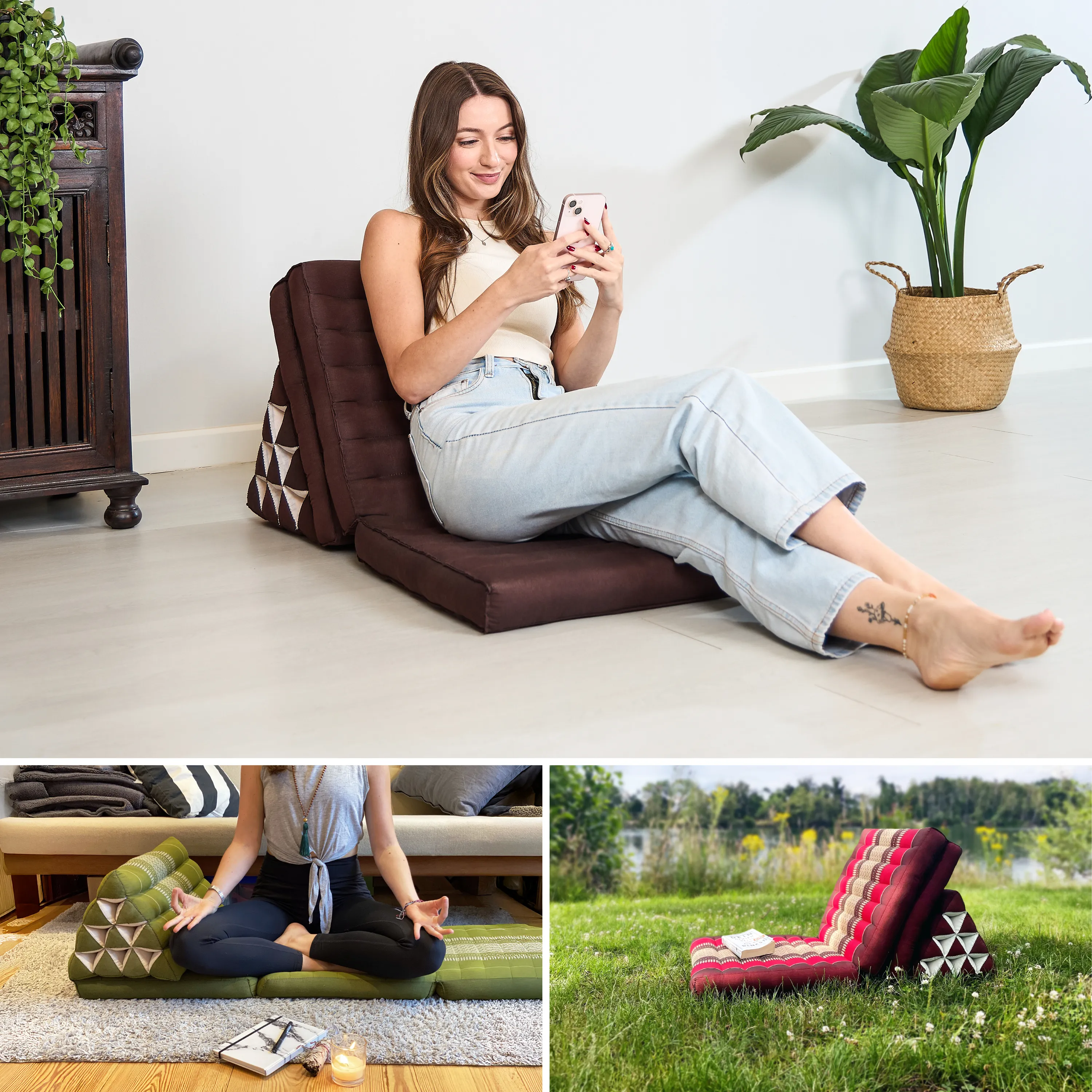 Coussin thaï avec matelas 3 parties en kapok, Basic