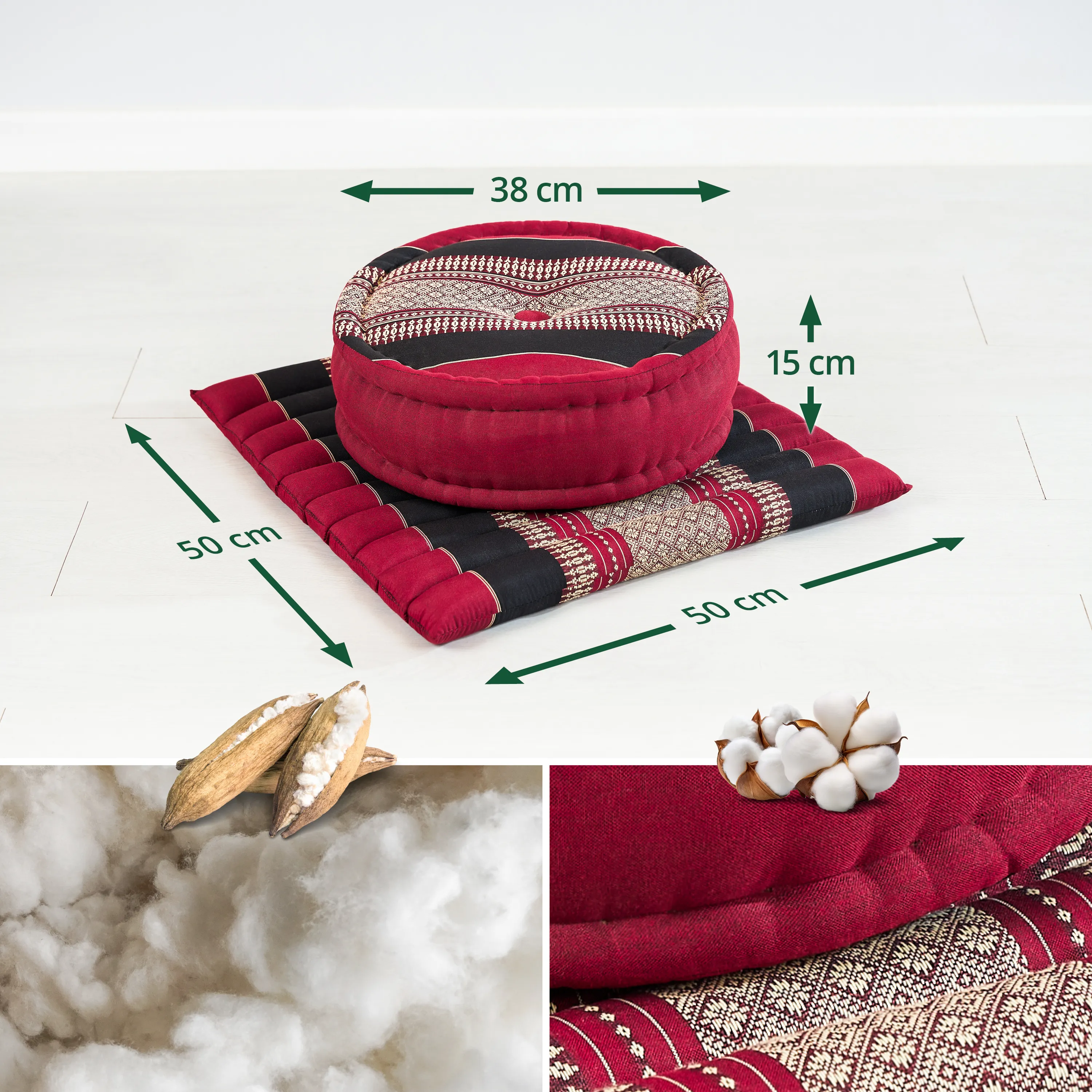 Set de coussins de méditation en kapok L