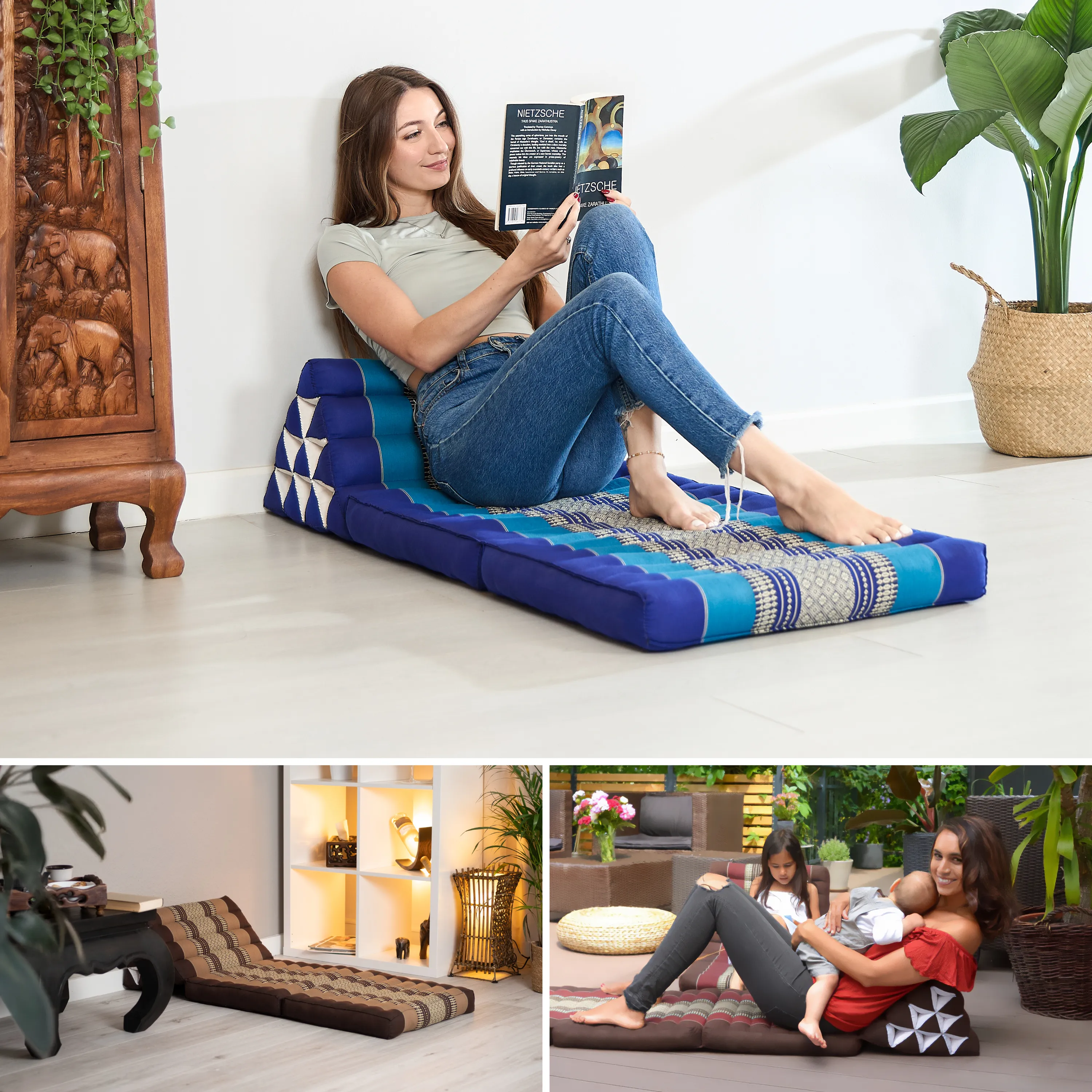 Coussin thaï avec matelas 2 parties en kapok