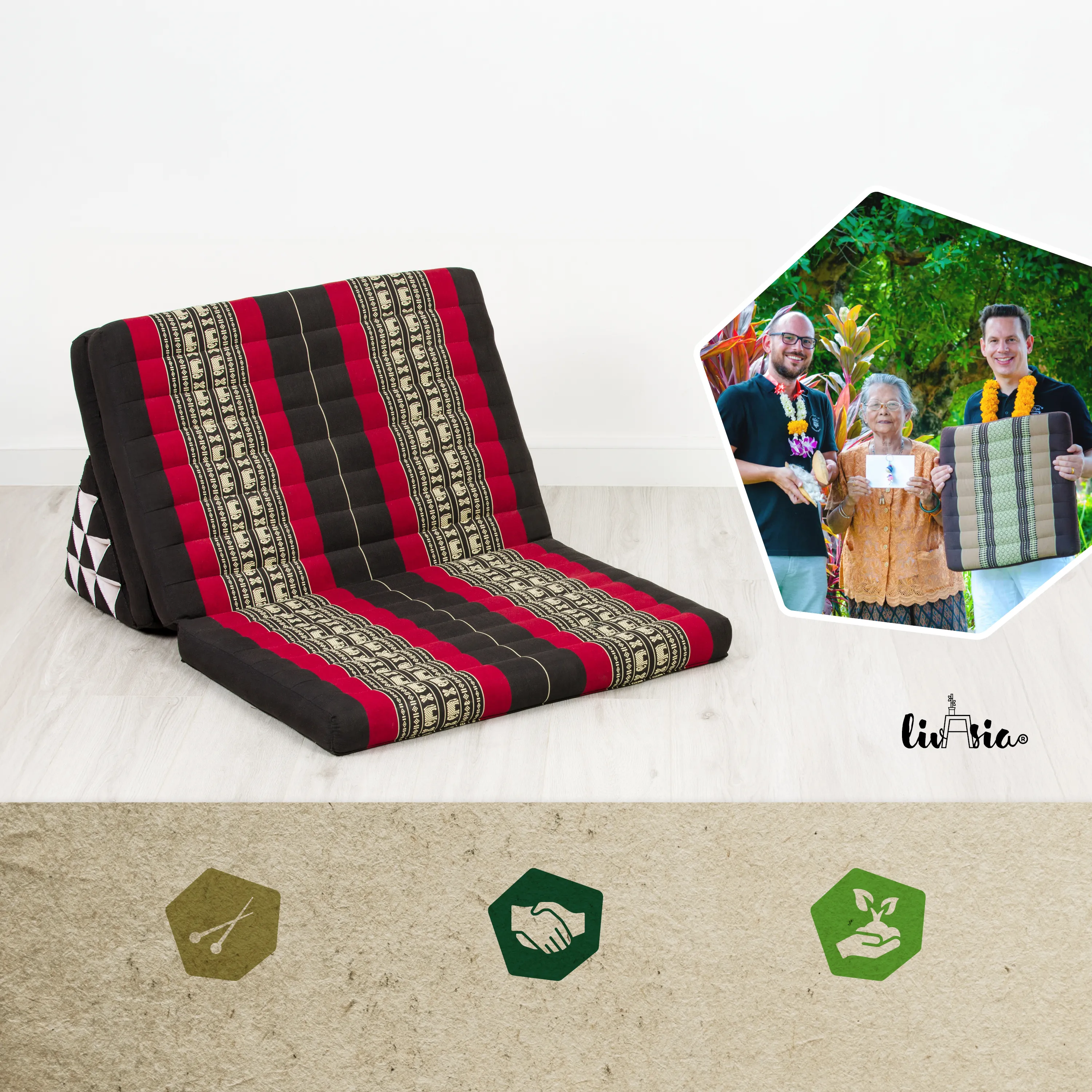 Coussin thaï en kapok largeur XXL