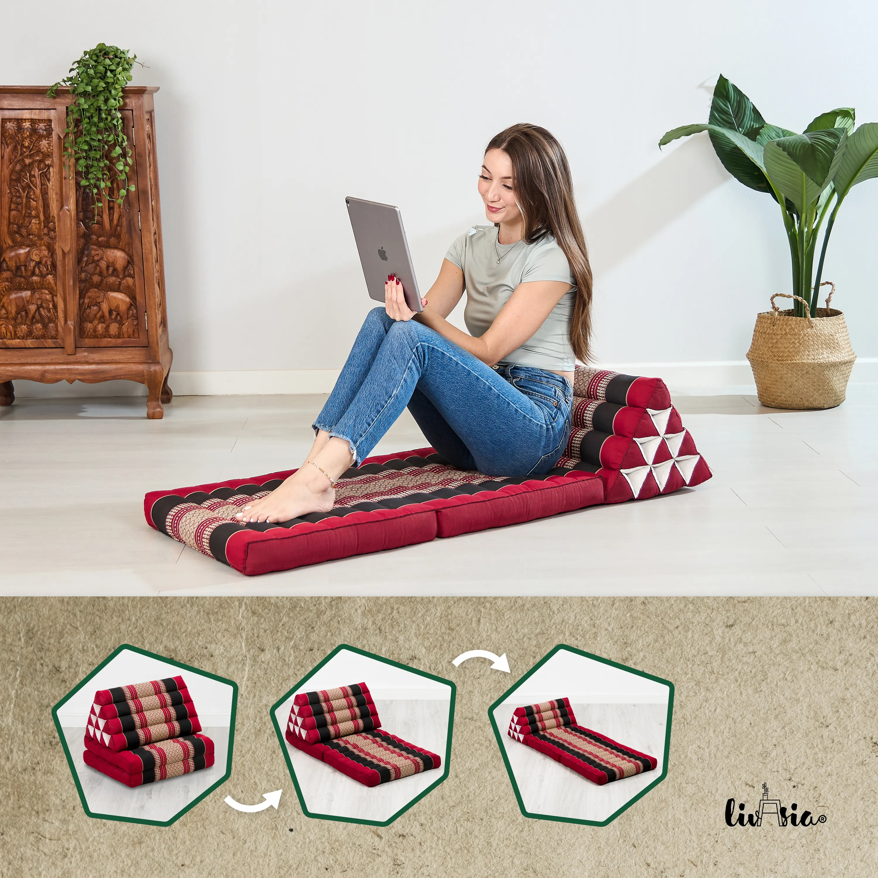 Coussin thaï avec matelas 2 parties en kapok