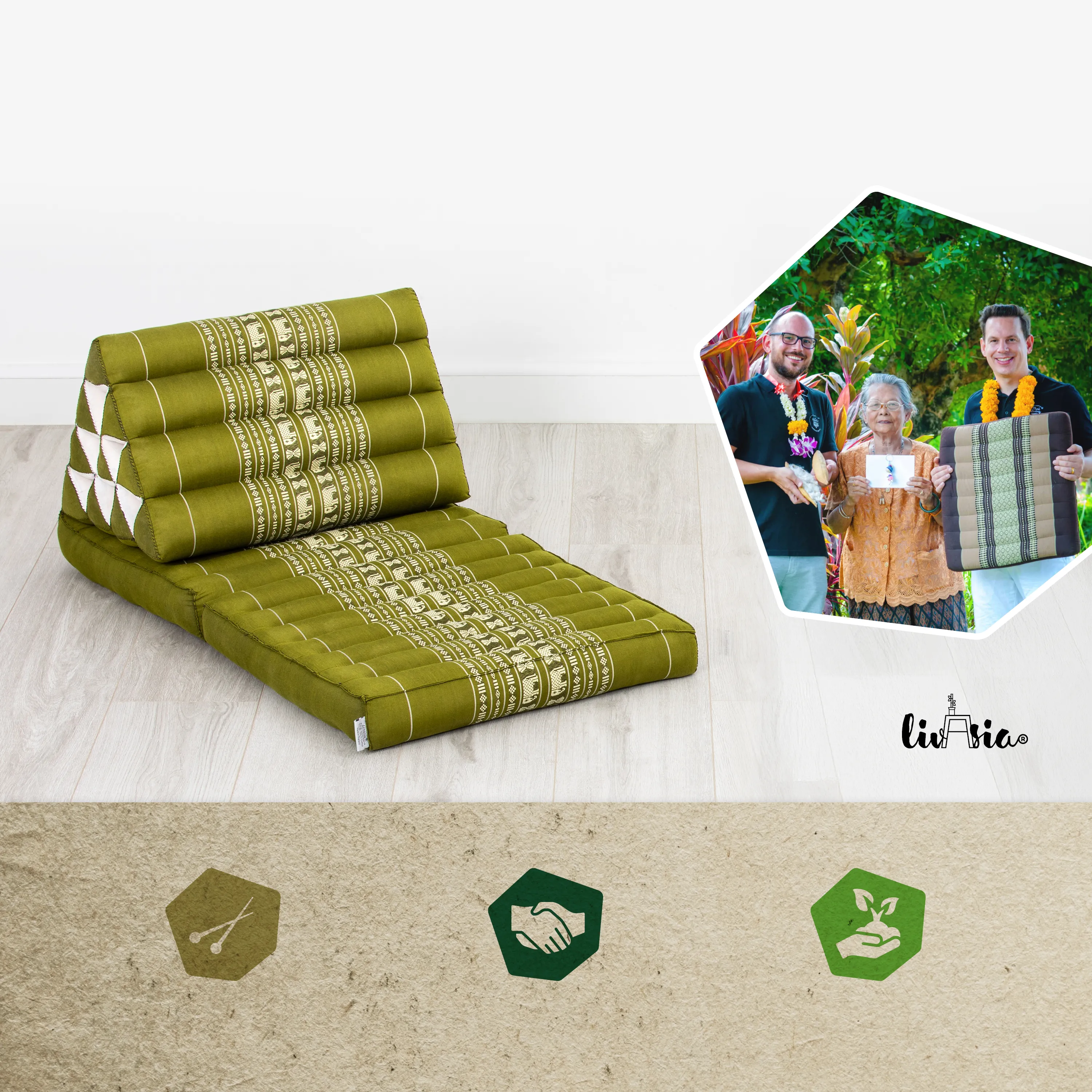Coussin thaï avec matelas 2 parties en kapok