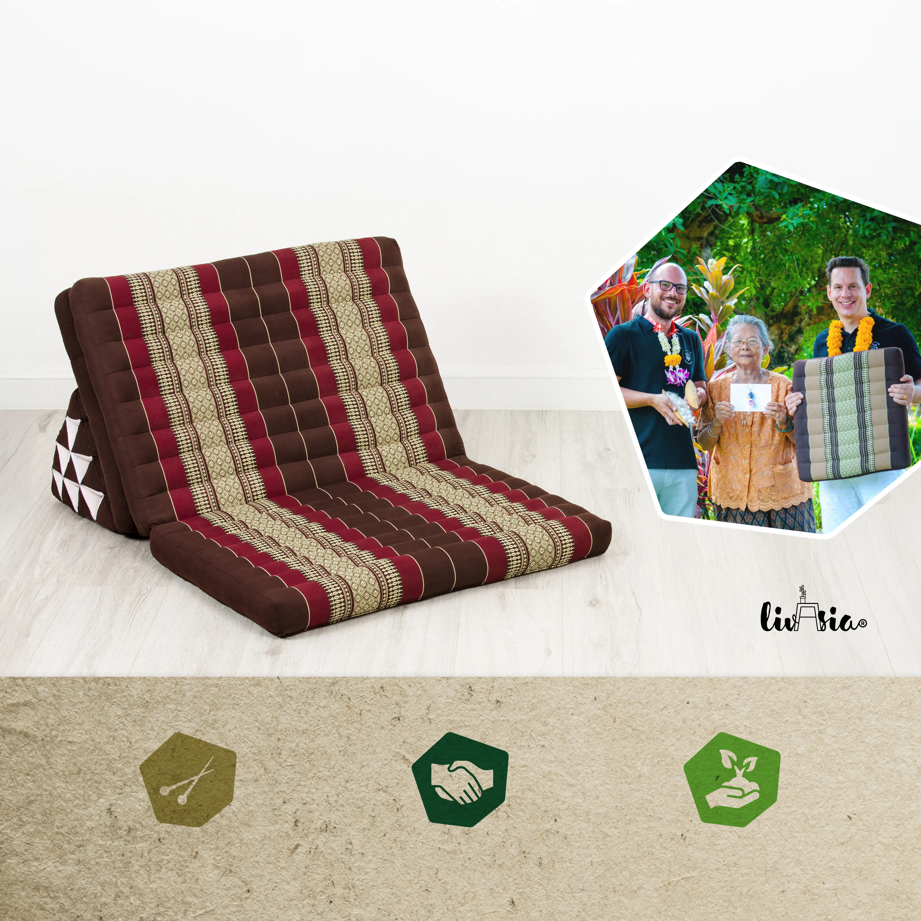 Coussin thaï en kapok largeur XXL