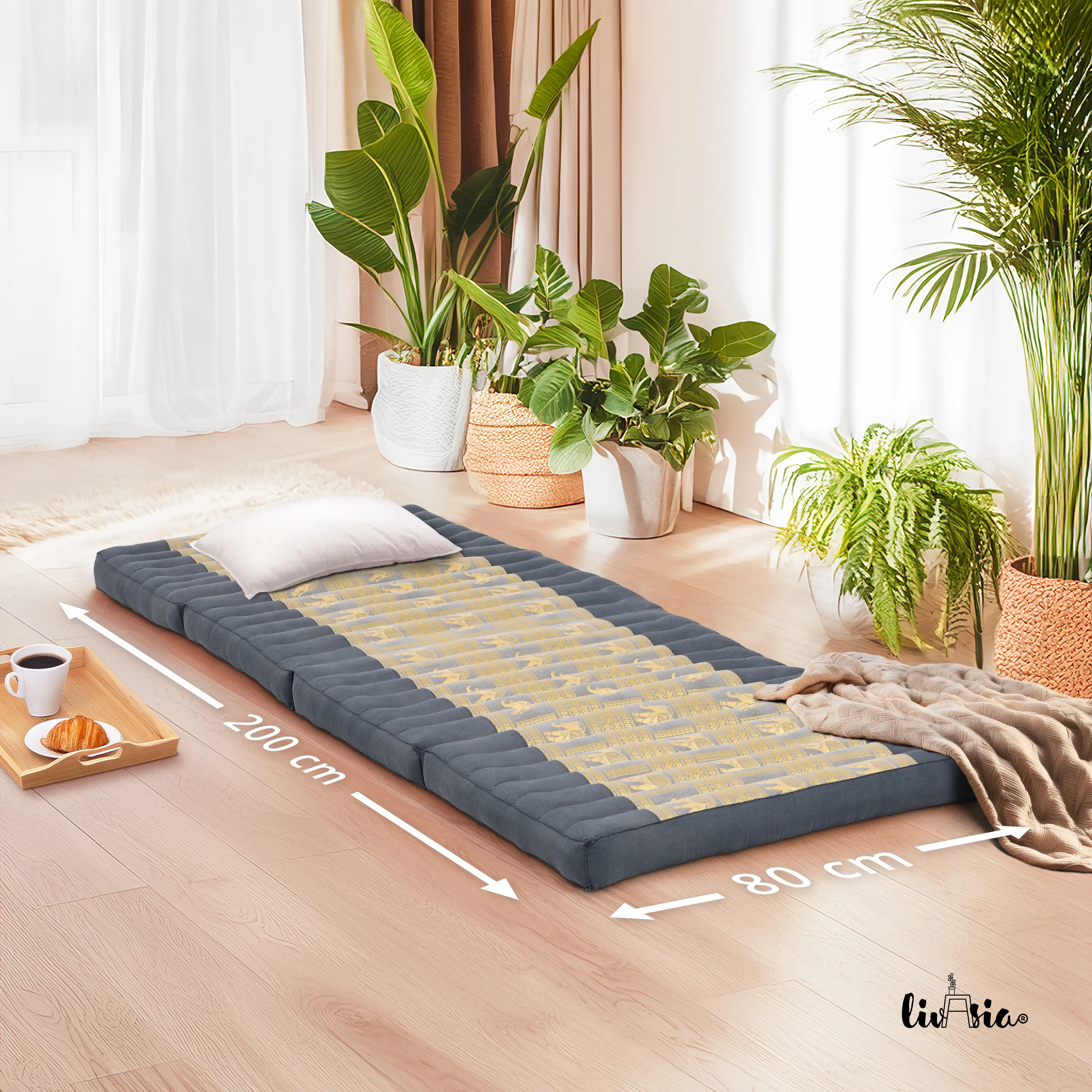 Matelas pliable en kapok, 80 cm de large, Deluxe