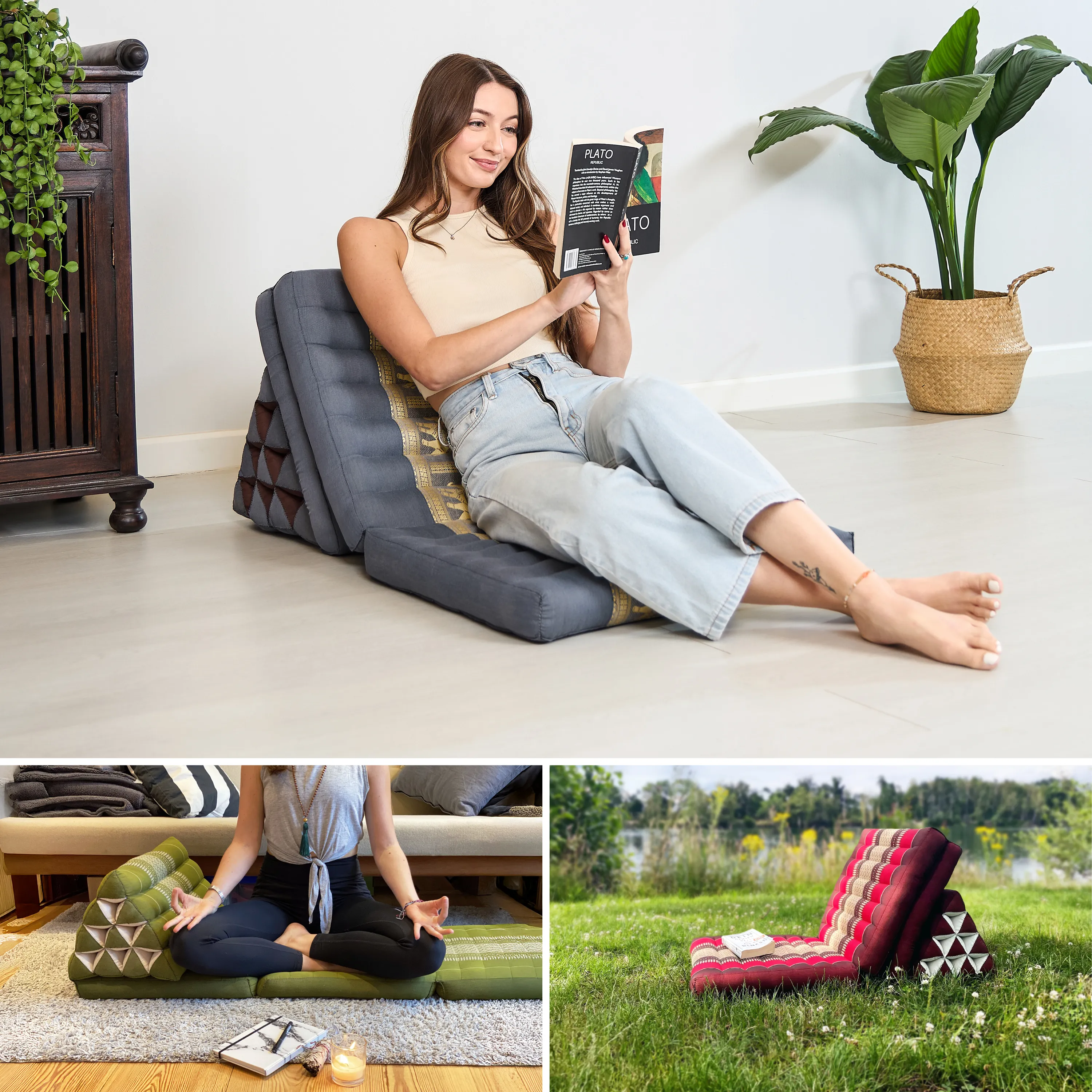 Coussin thaï avec matelas 3 parties en kapok, Deluxe