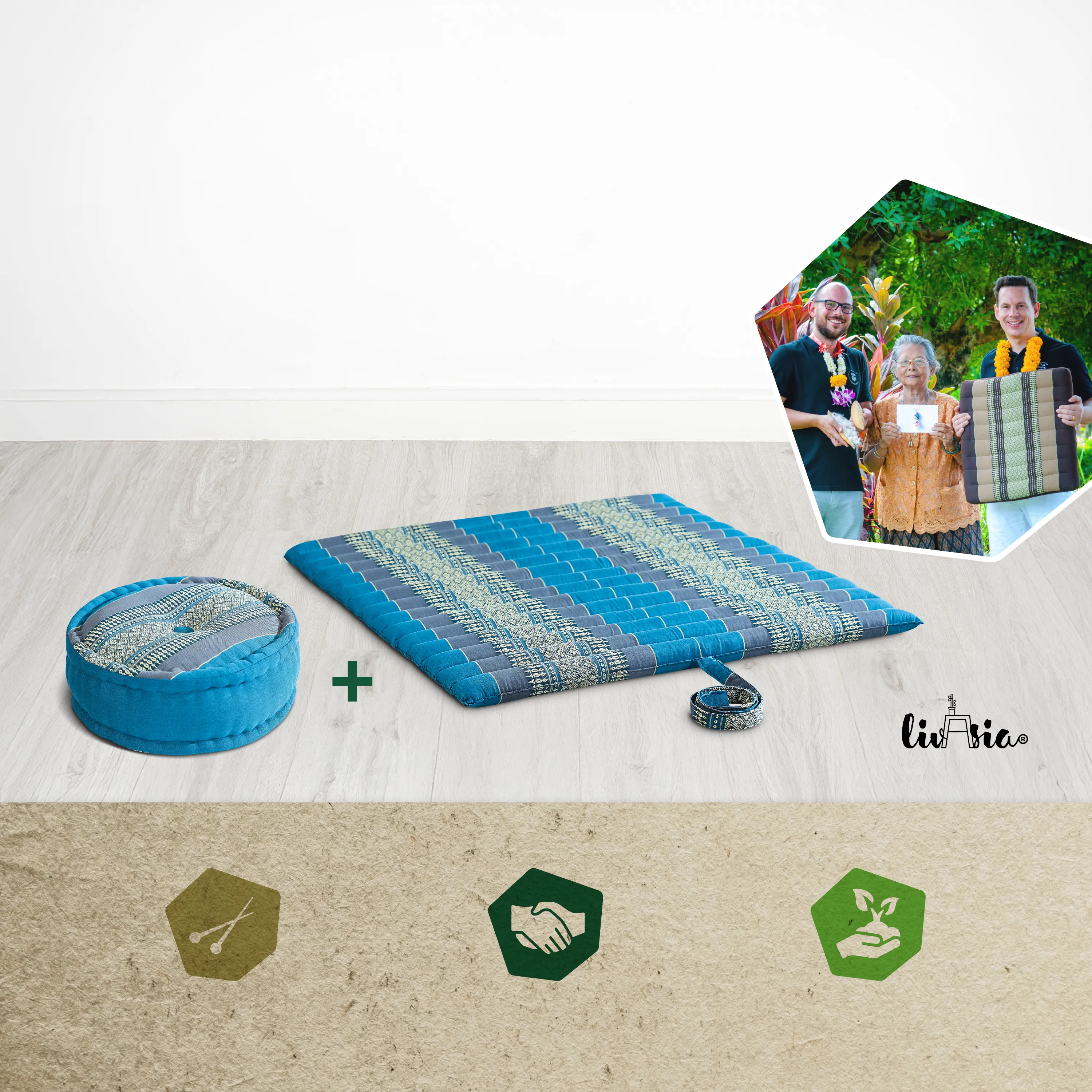 Set de coussins de méditation en kapok XL