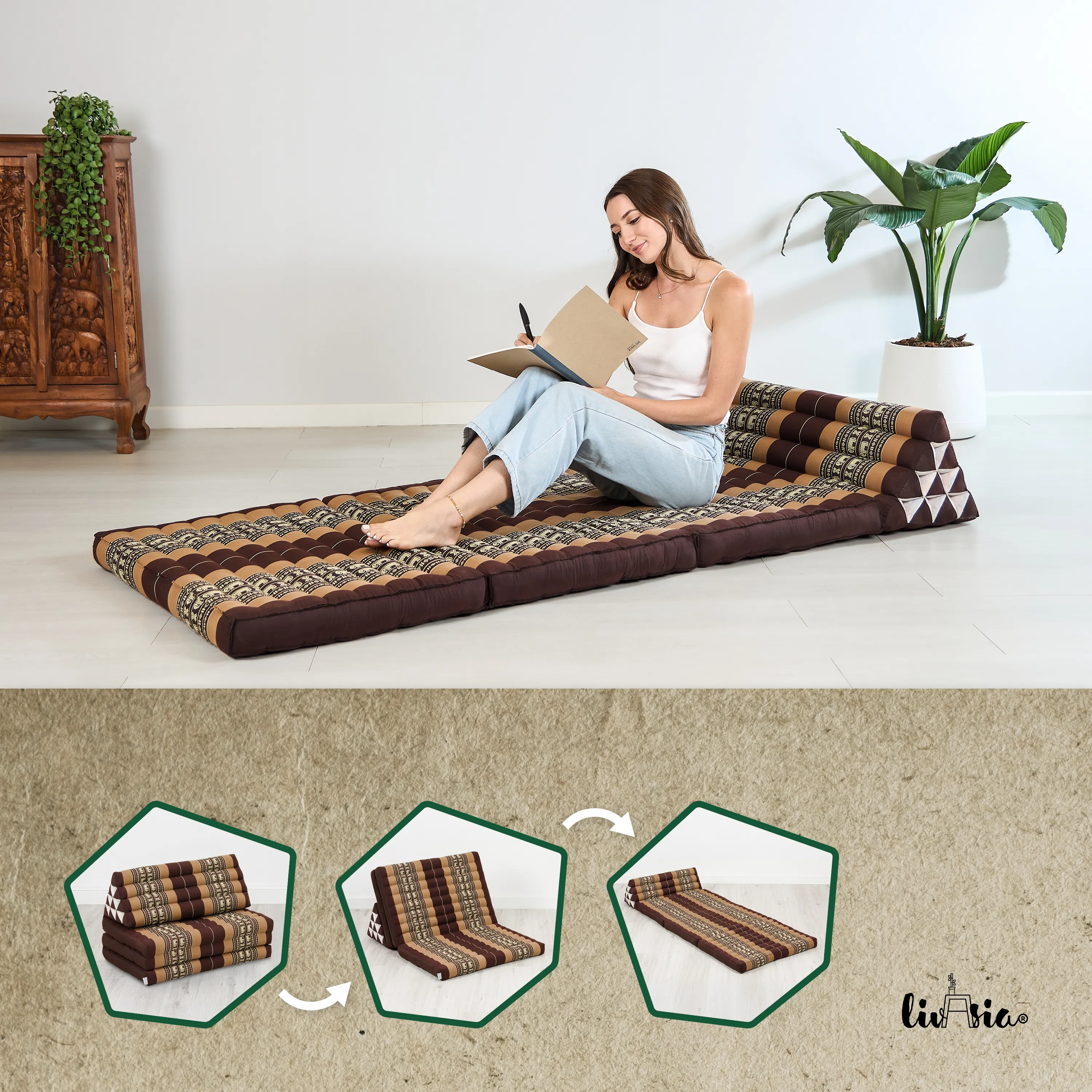 Coussin thaï en kapok largeur XXL