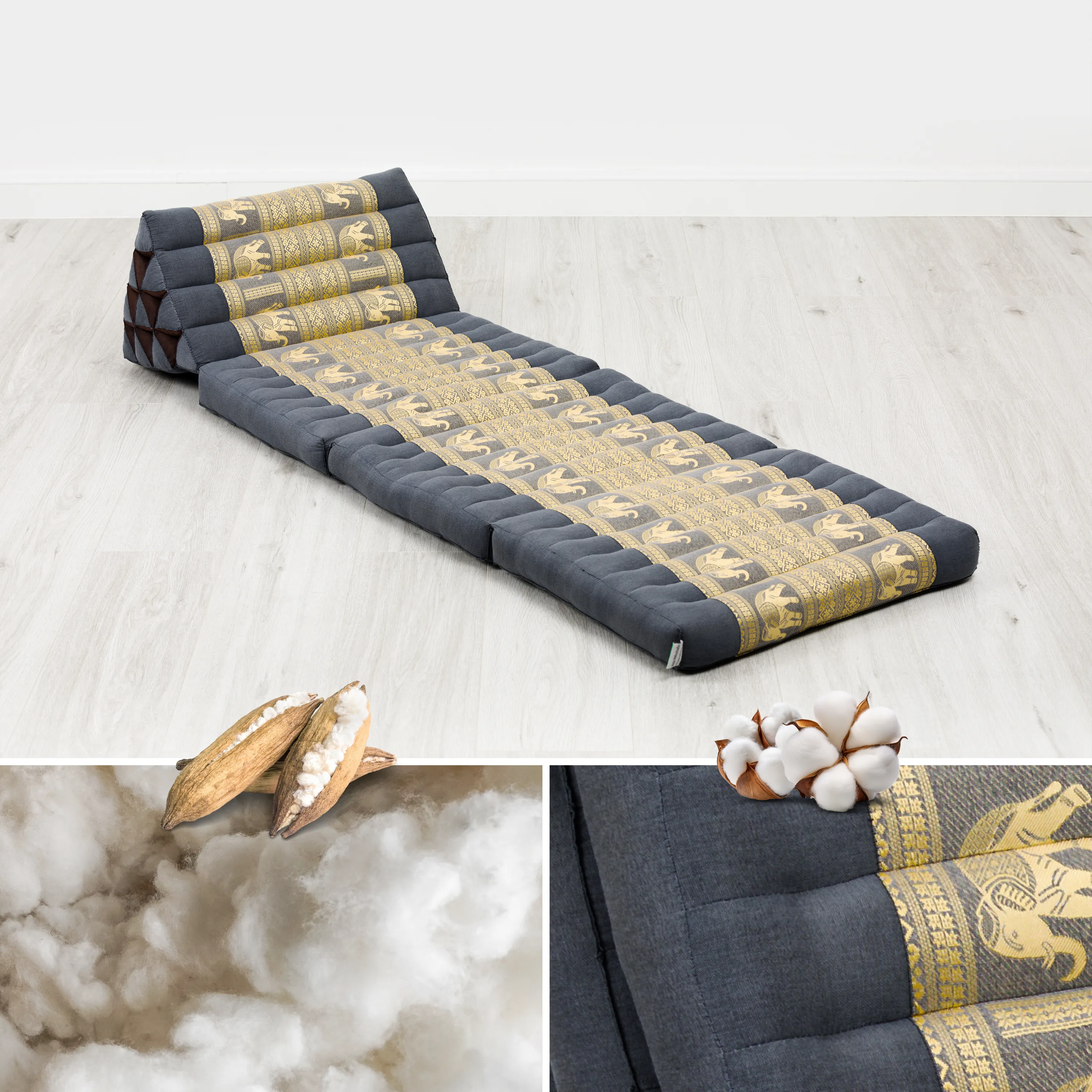 Coussin thaï avec matelas 3 parties en kapok, Deluxe