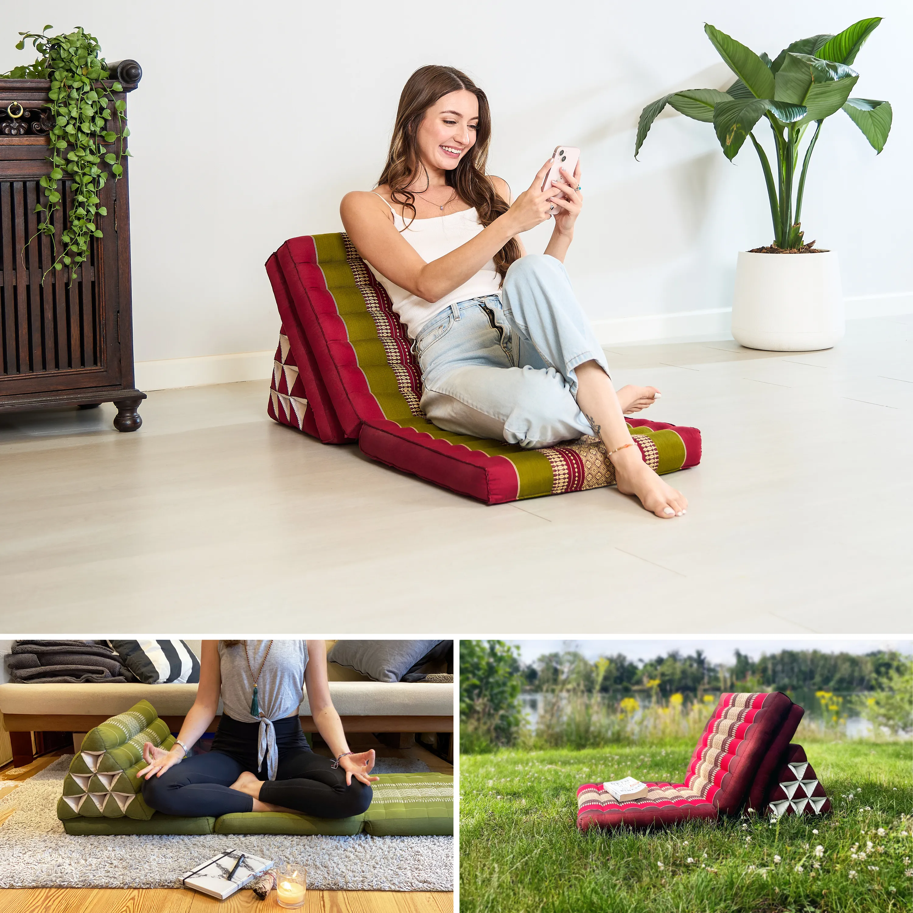 Coussin thaï avec matelas 3 parties en kapok, Classic