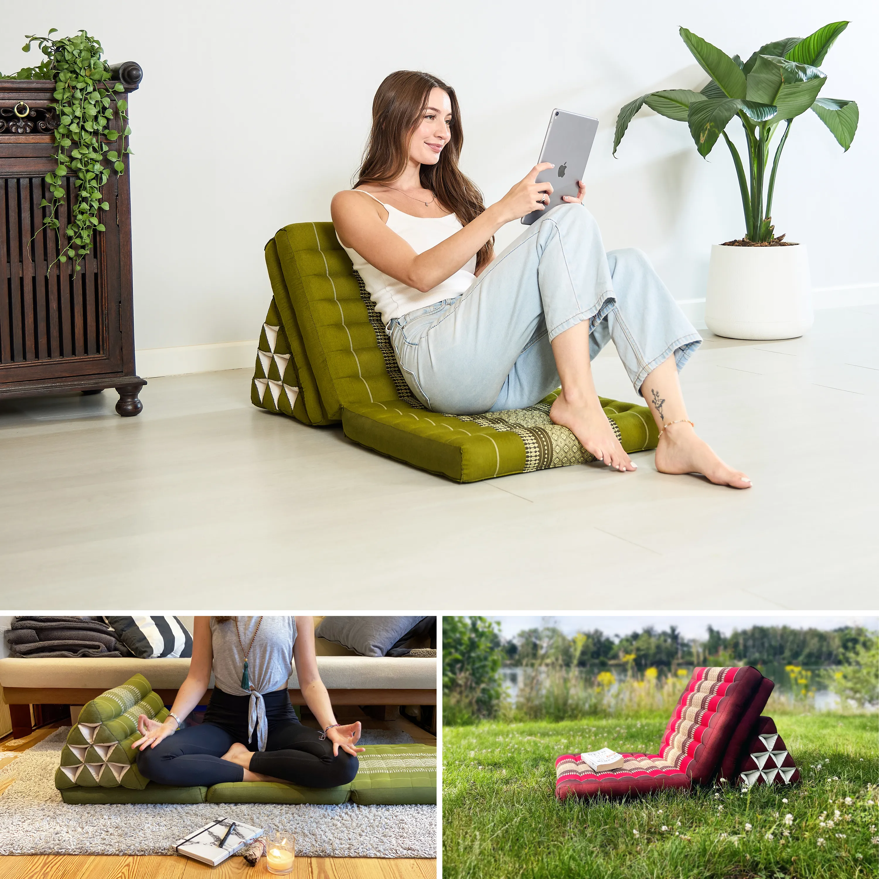 Coussin thaï avec matelas 3 parties en kapok, Classic