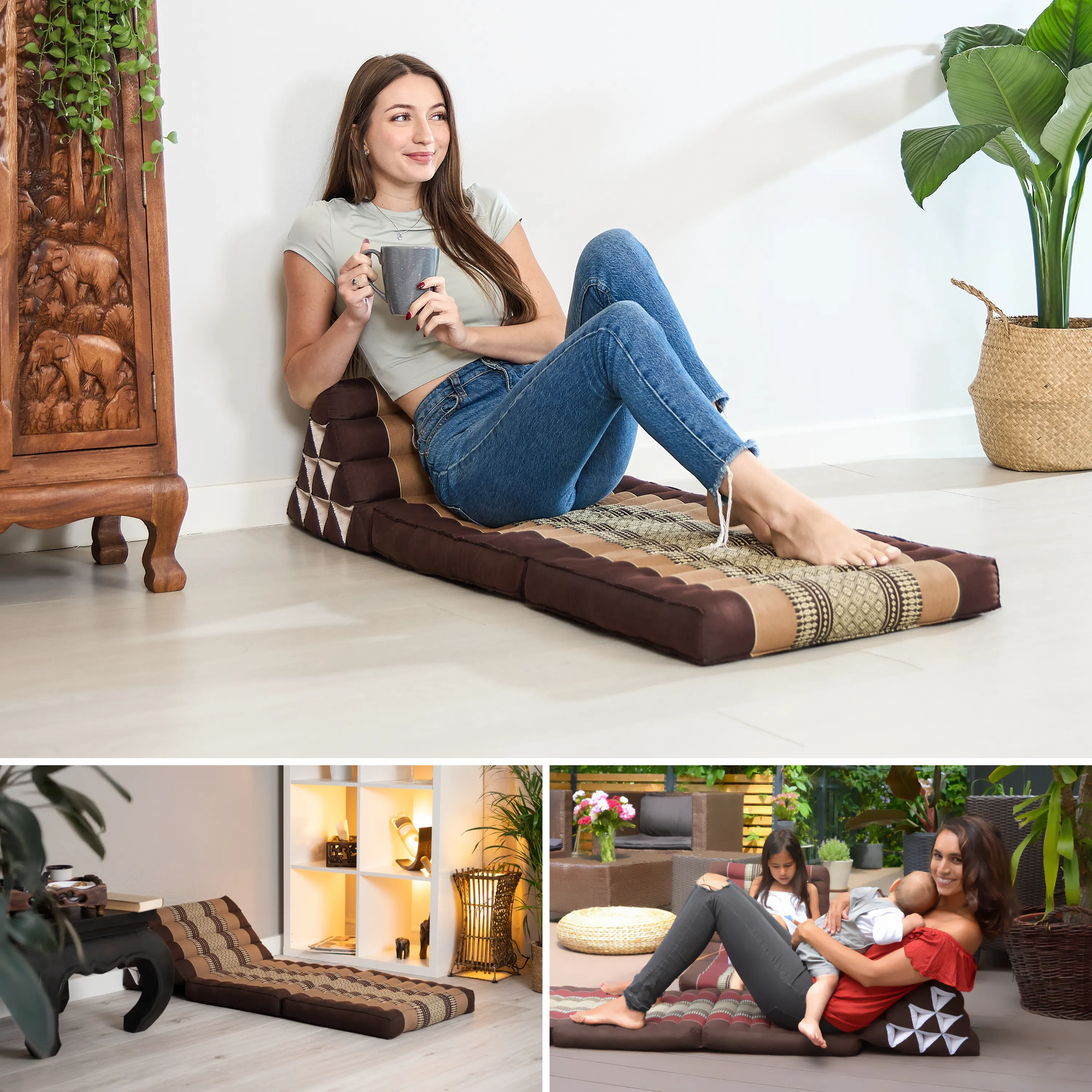 Coussin thaï avec matelas 2 parties en kapok