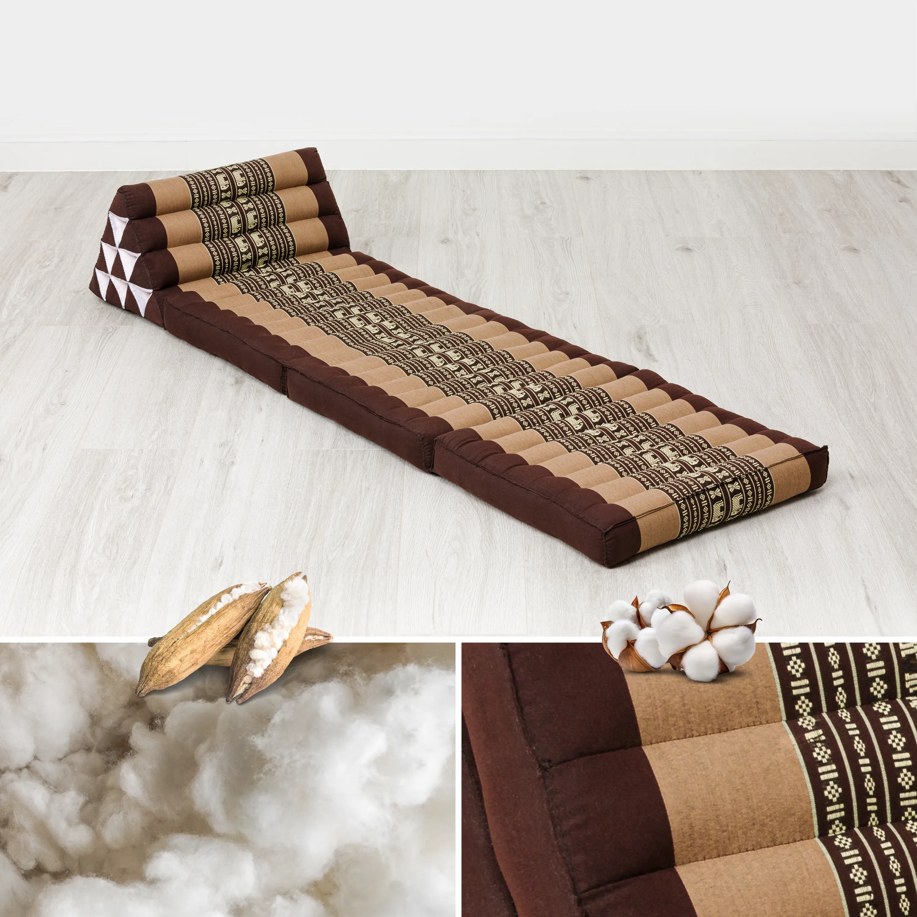 Coussin thaï avec matelas 3 parties en kapok, Classic