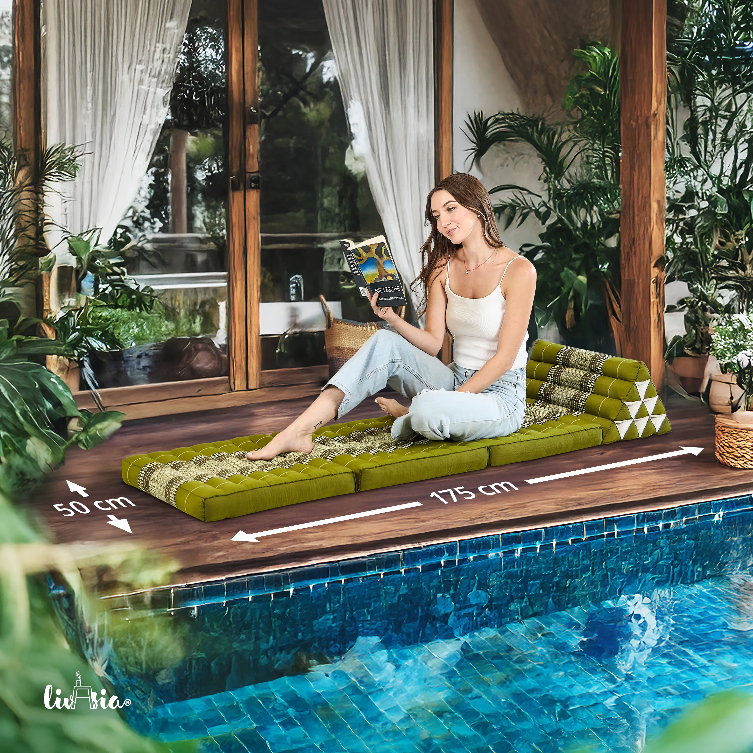 Coussin thaï avec matelas 3 parties en kapok, Classic