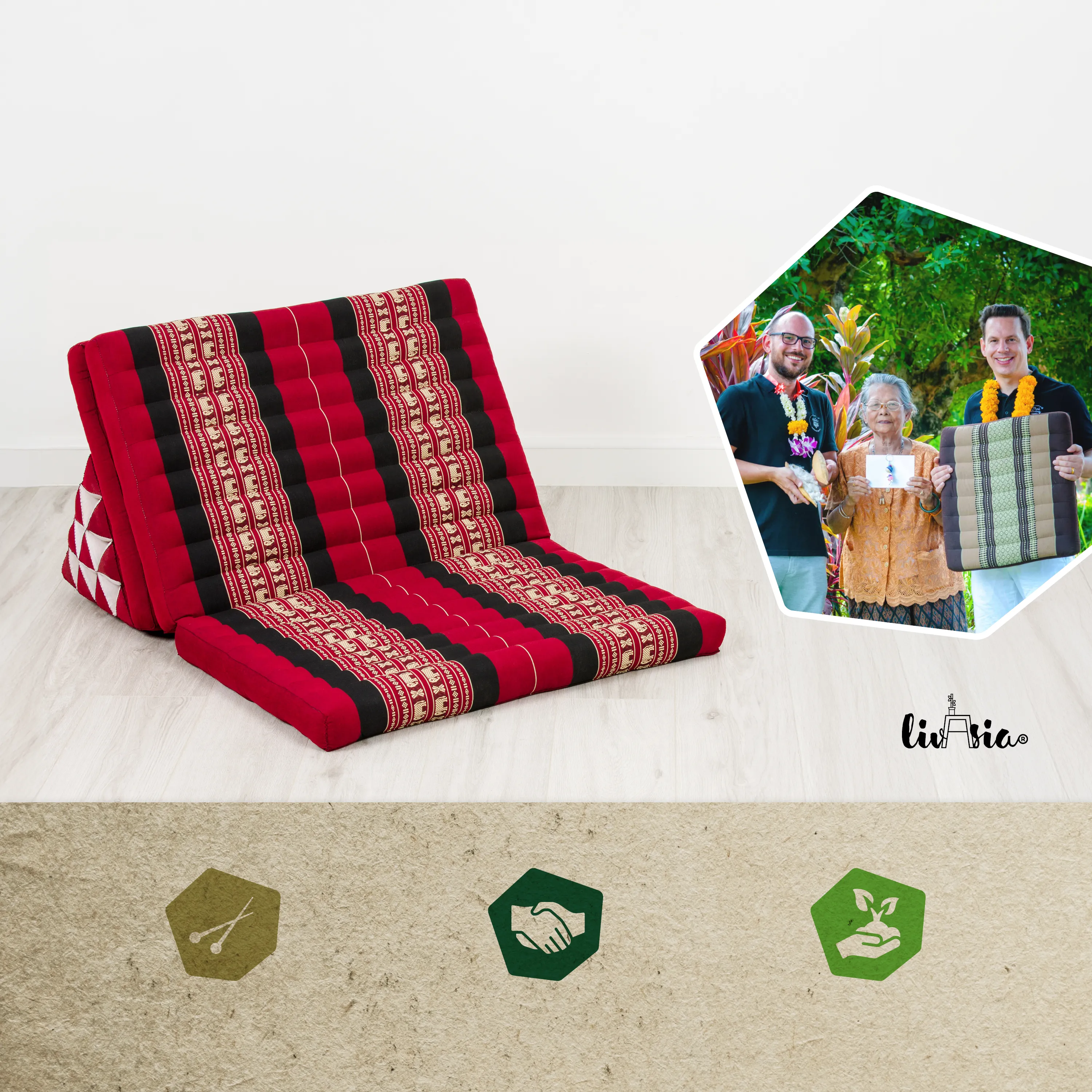 Coussin thaï en kapok largeur XXL