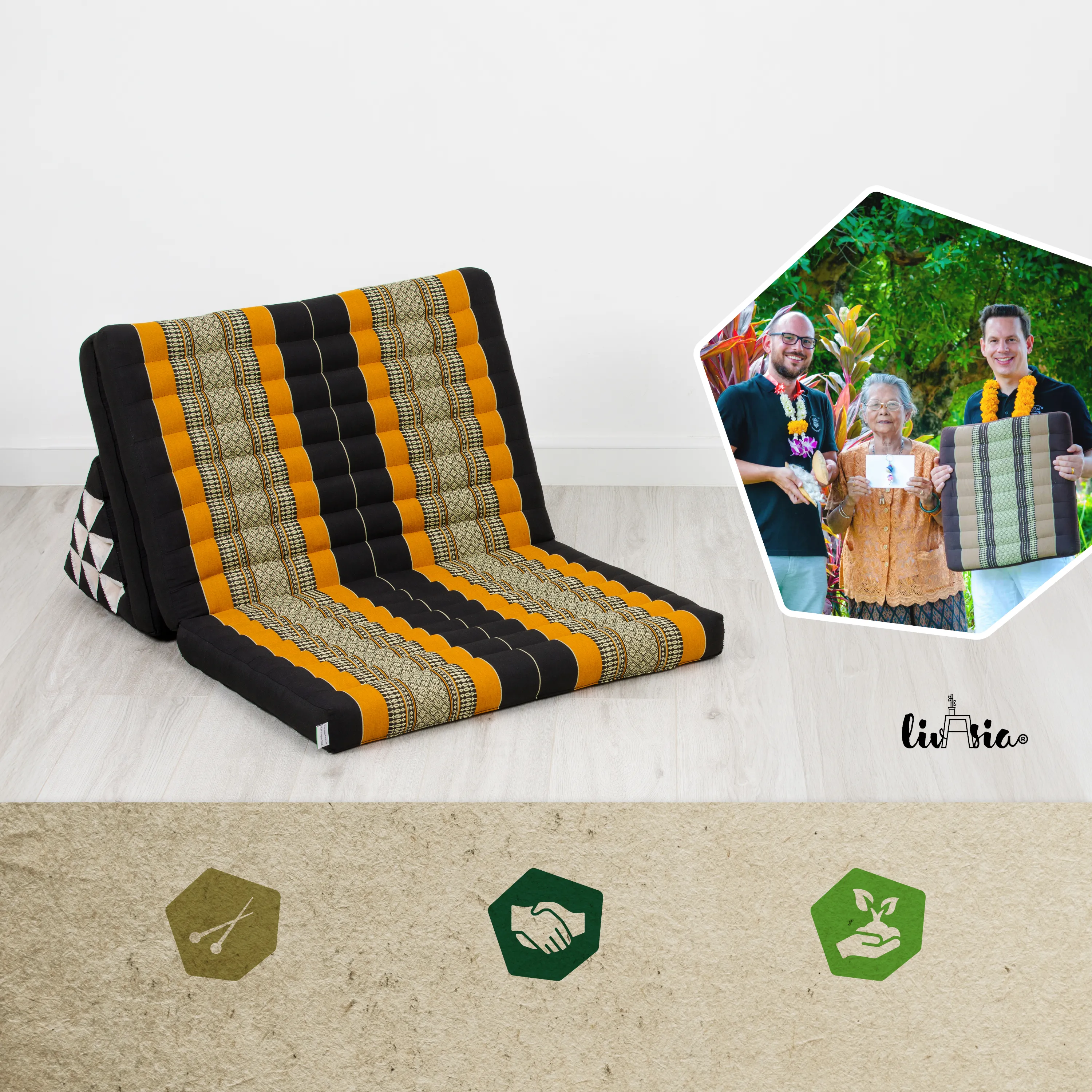 Coussin thaï en kapok largeur XXL