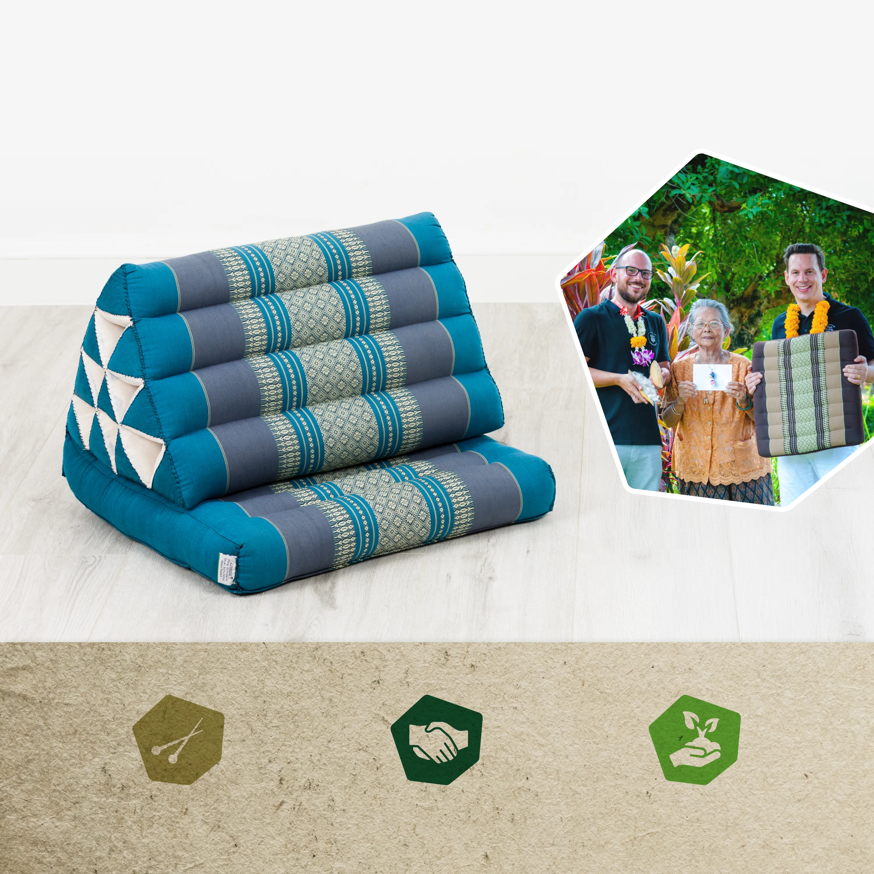 Coussin thaï avec matelas 1 partie en kapok