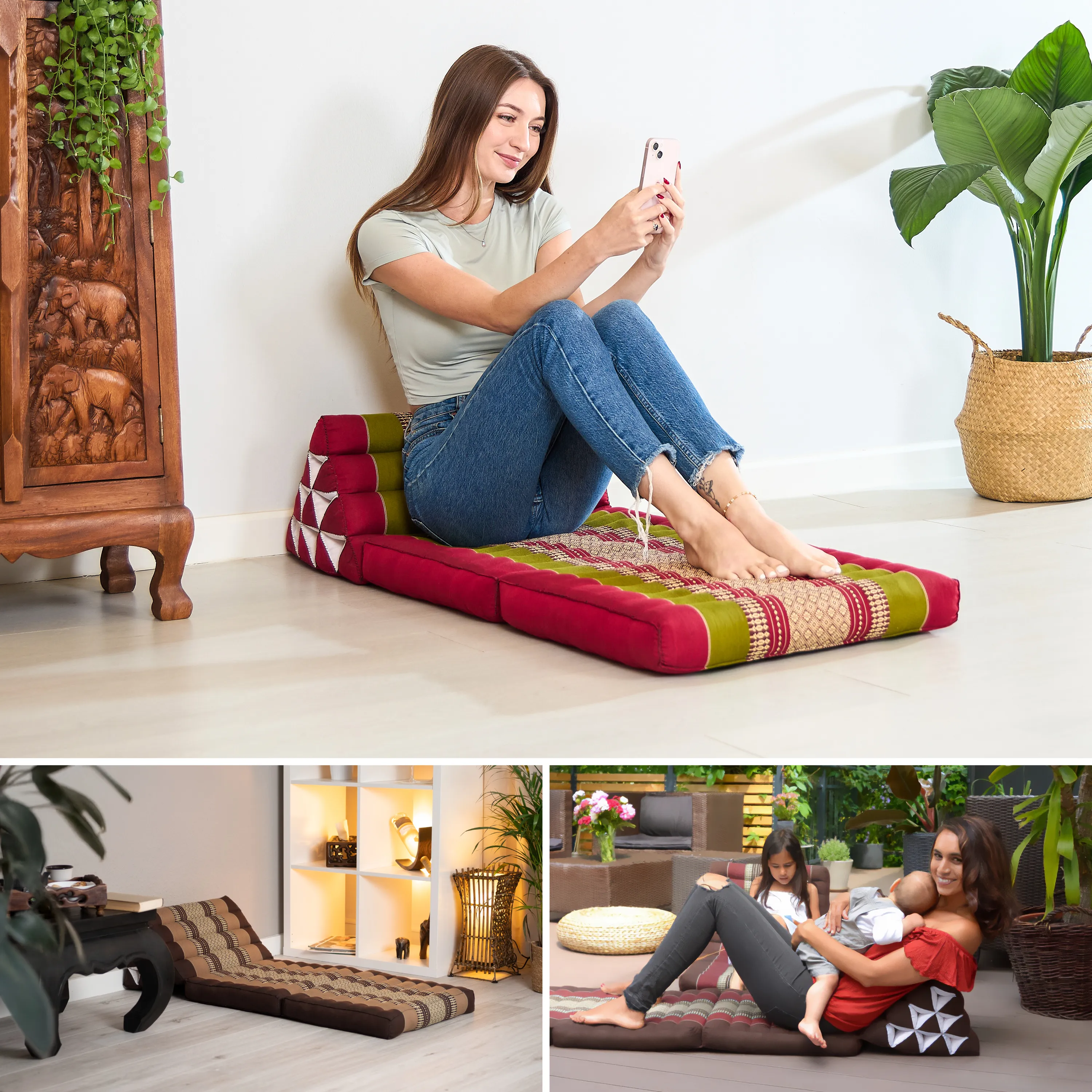 Coussin thaï avec matelas 2 parties en kapok