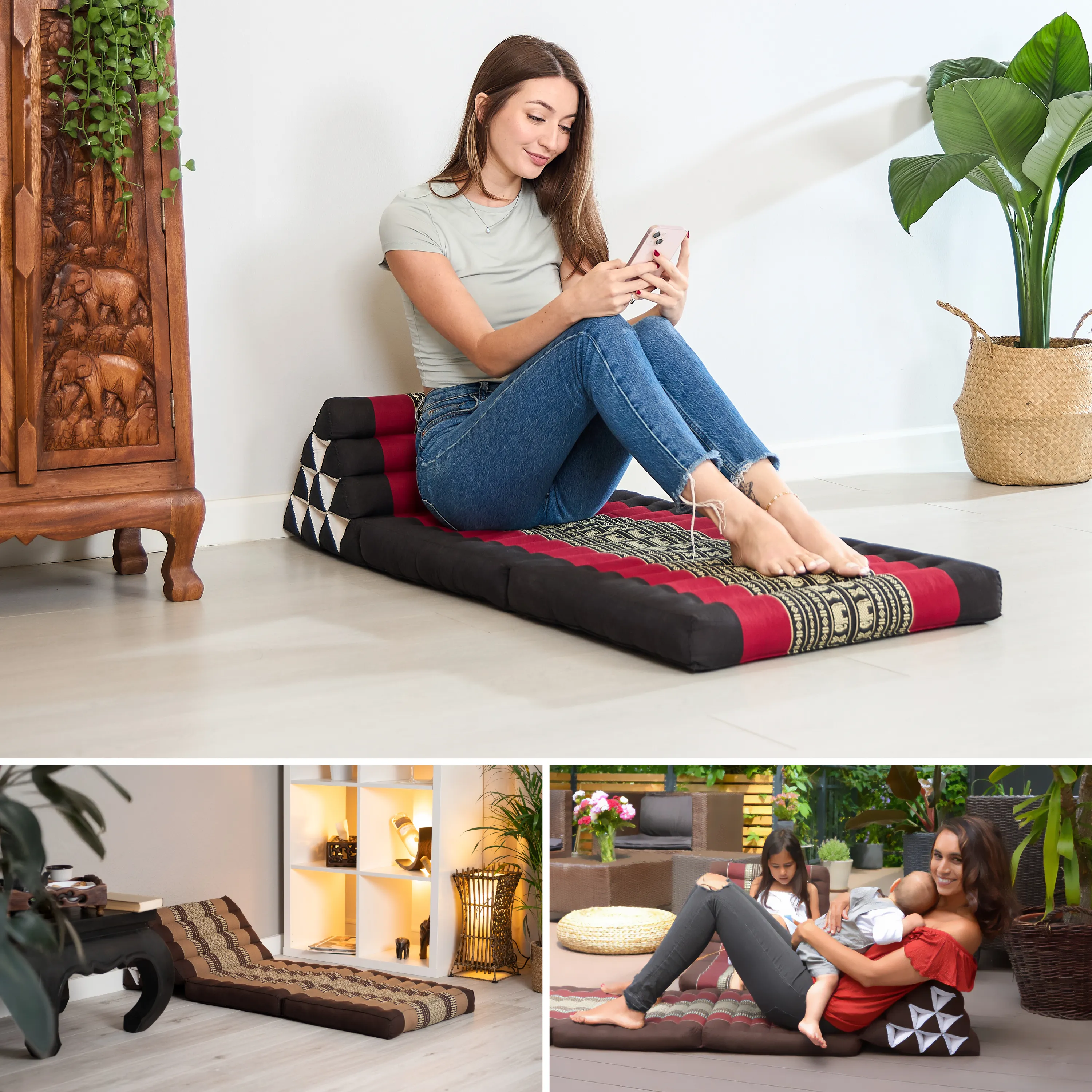 Coussin thaï avec matelas 2 parties en kapok