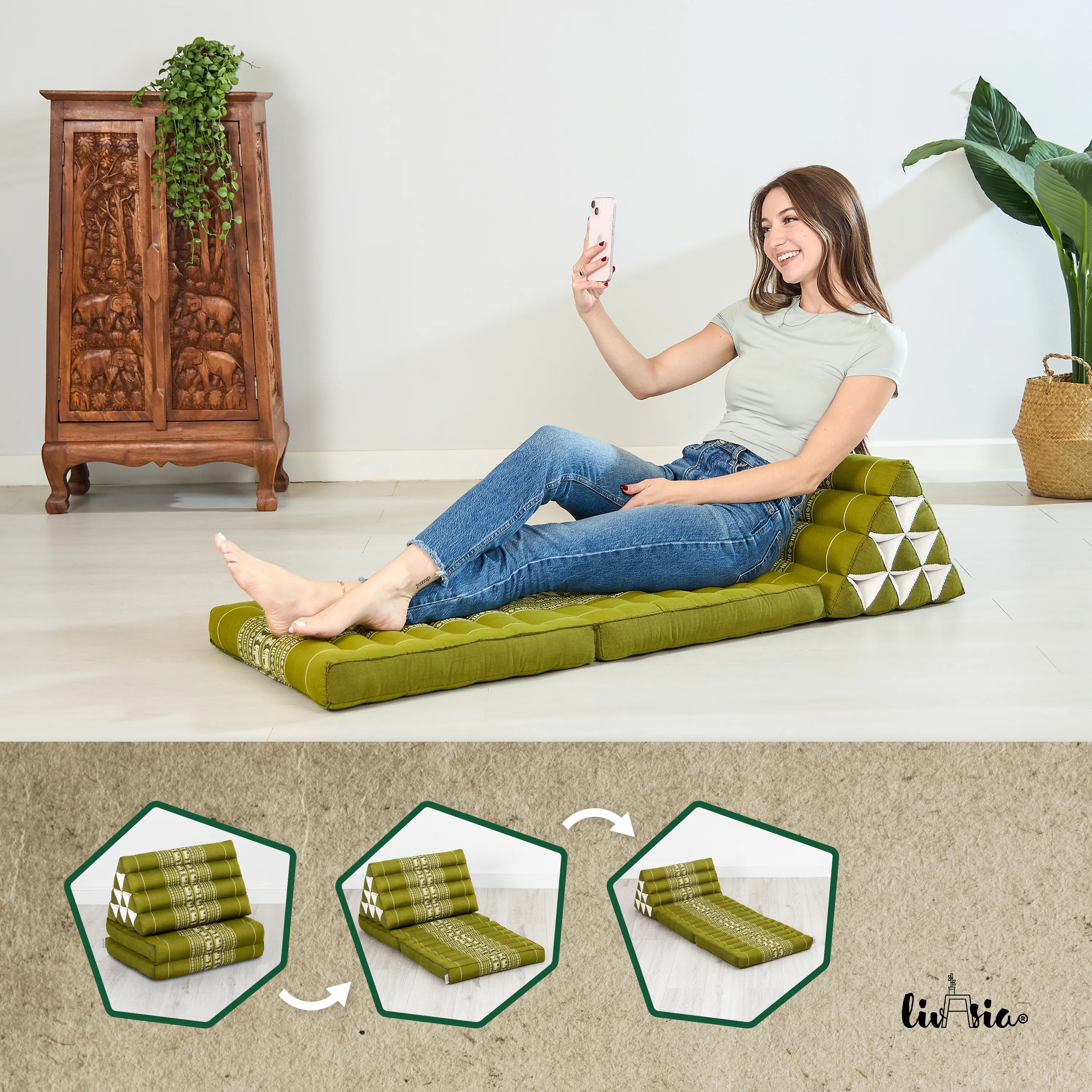 Coussin thaï avec matelas 2 parties en kapok