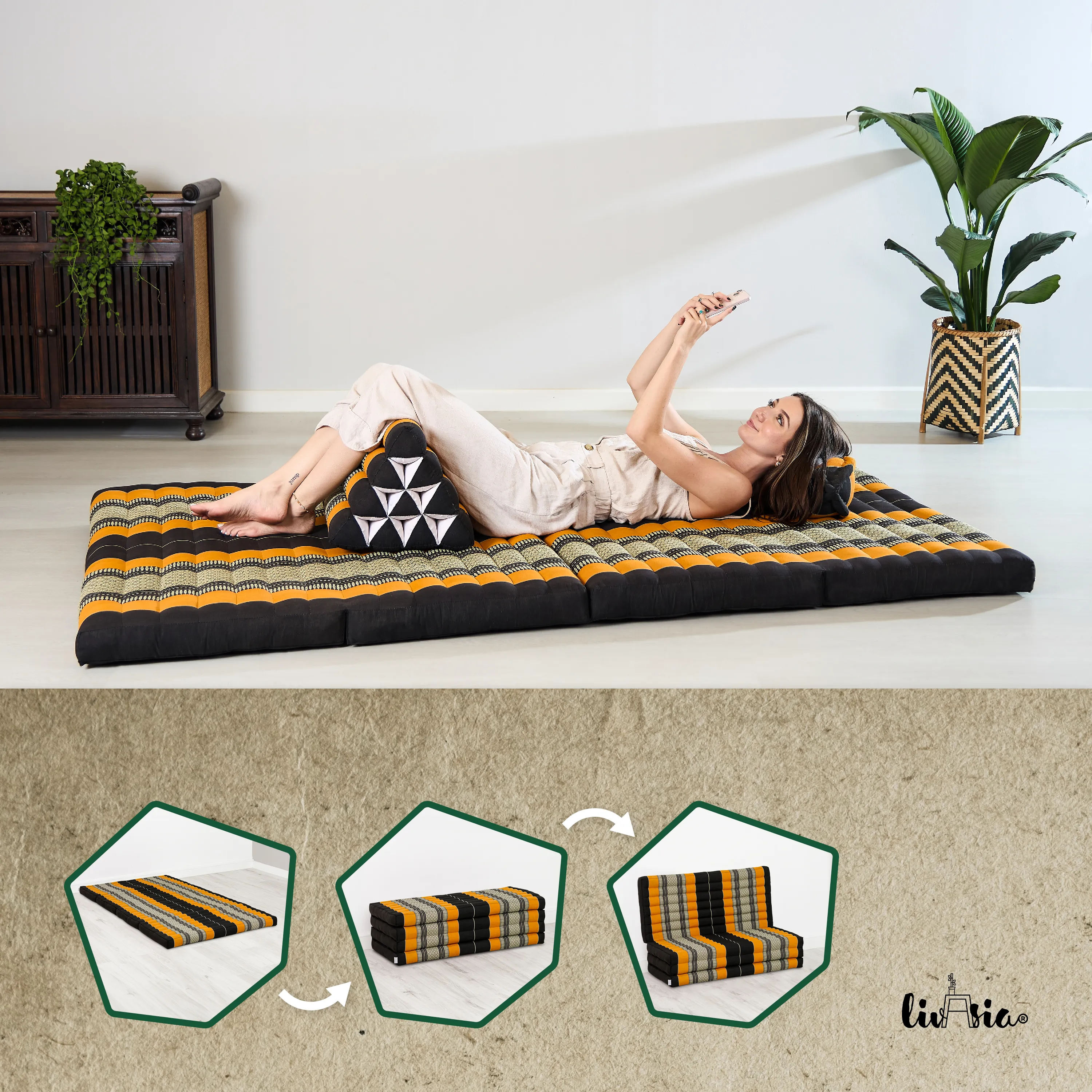 Matelas pliable en kapok, 110 cm de large, Classic