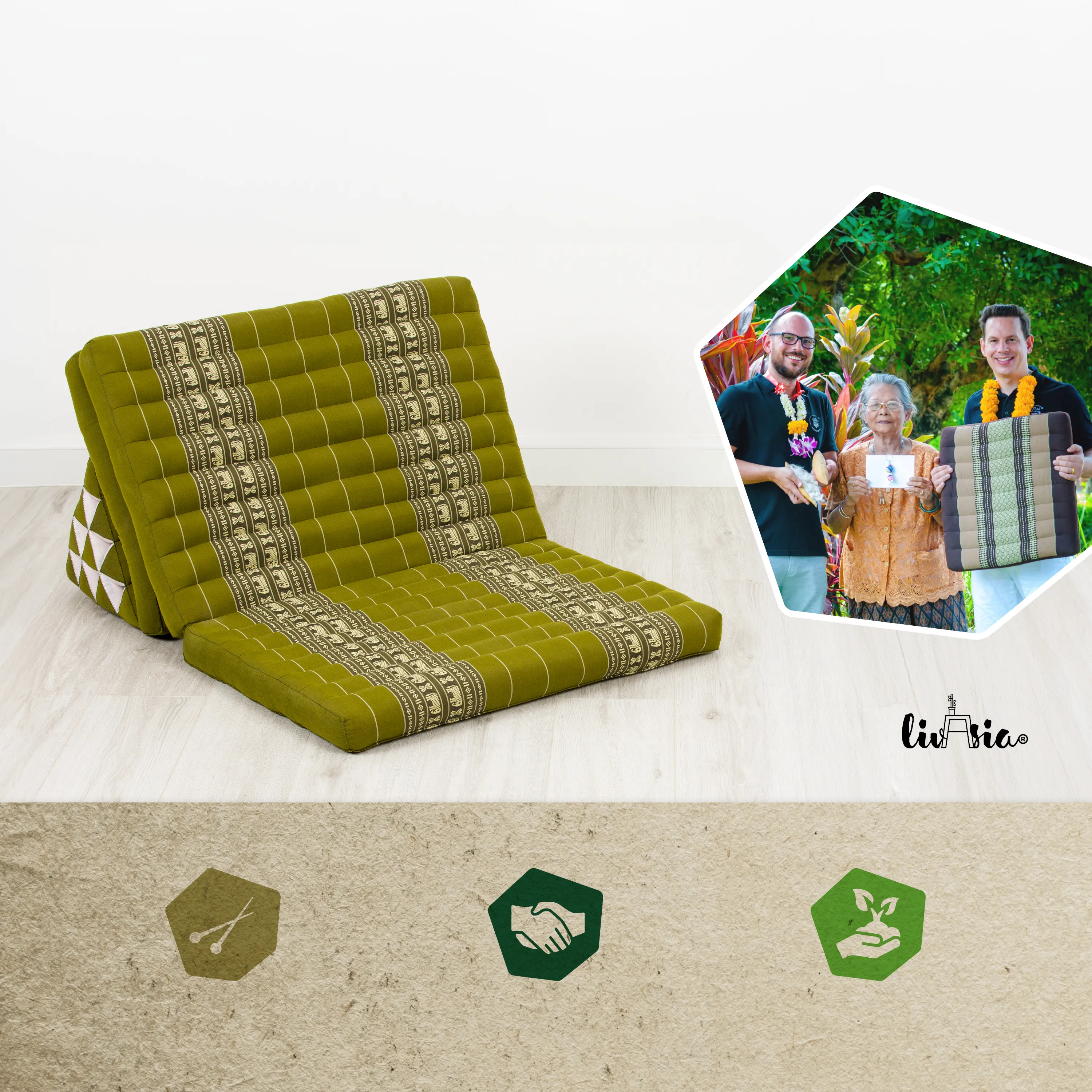 Coussin thaï en kapok largeur XXL