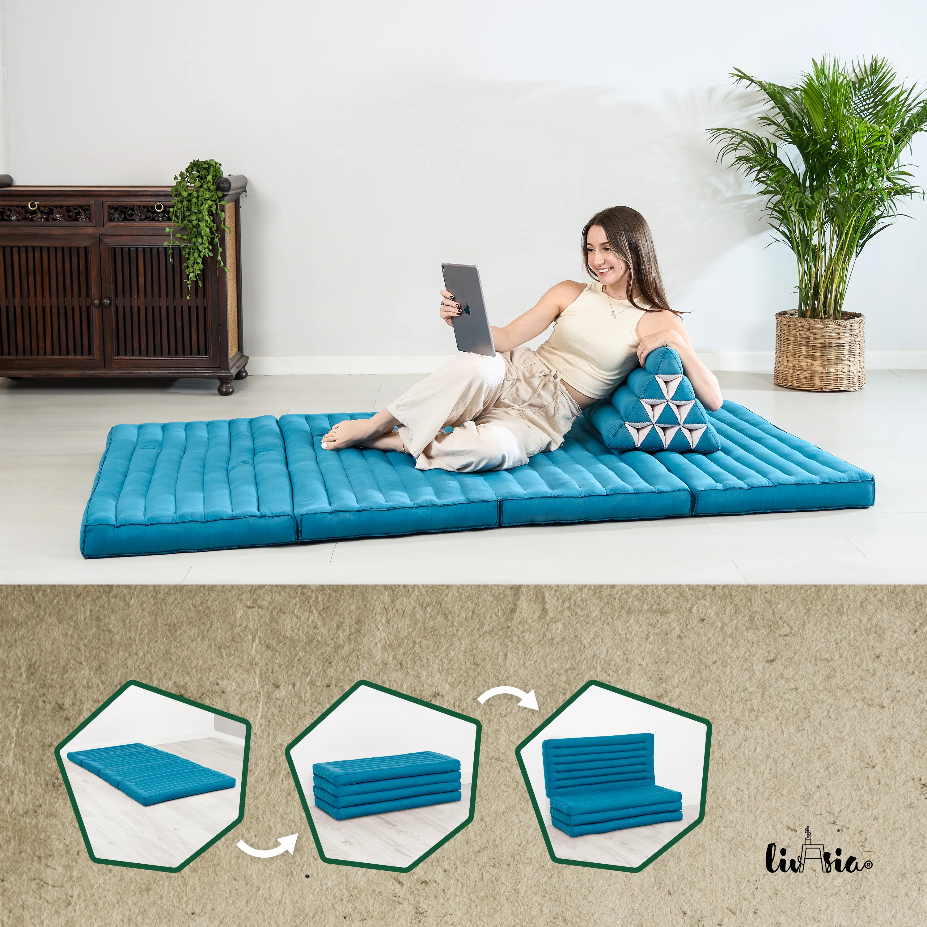 Matelas pliable en kapok, 110 cm de large, Basic