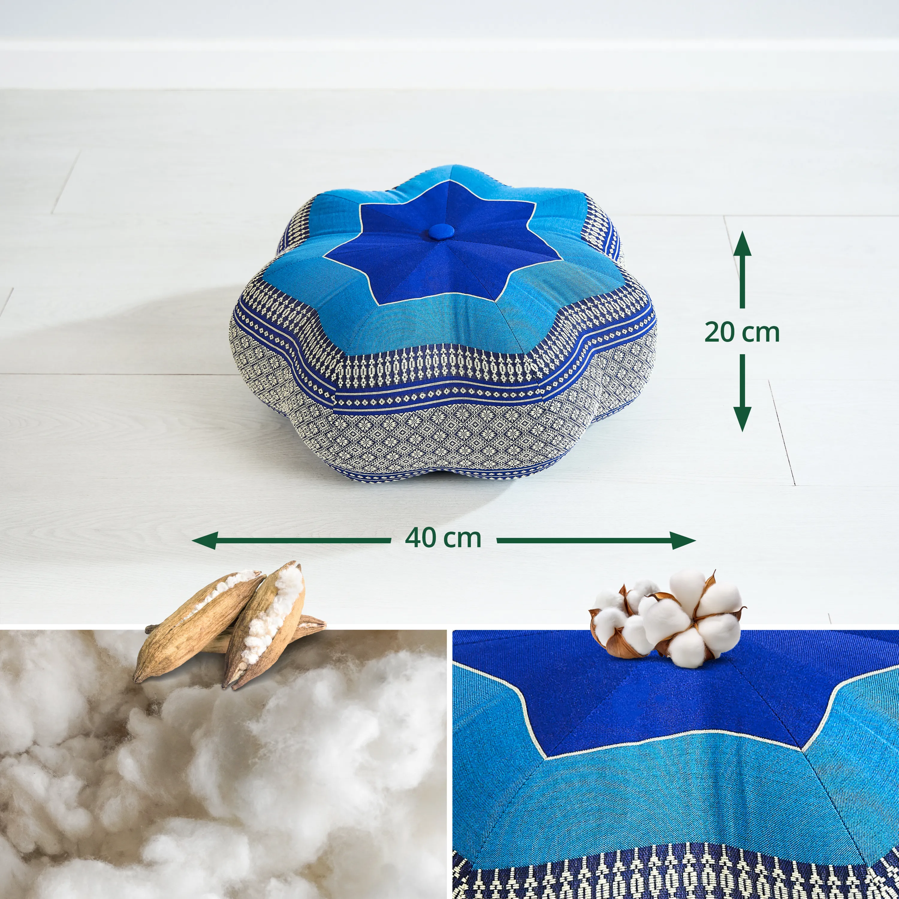 Zafu étoile grande taille en kapok