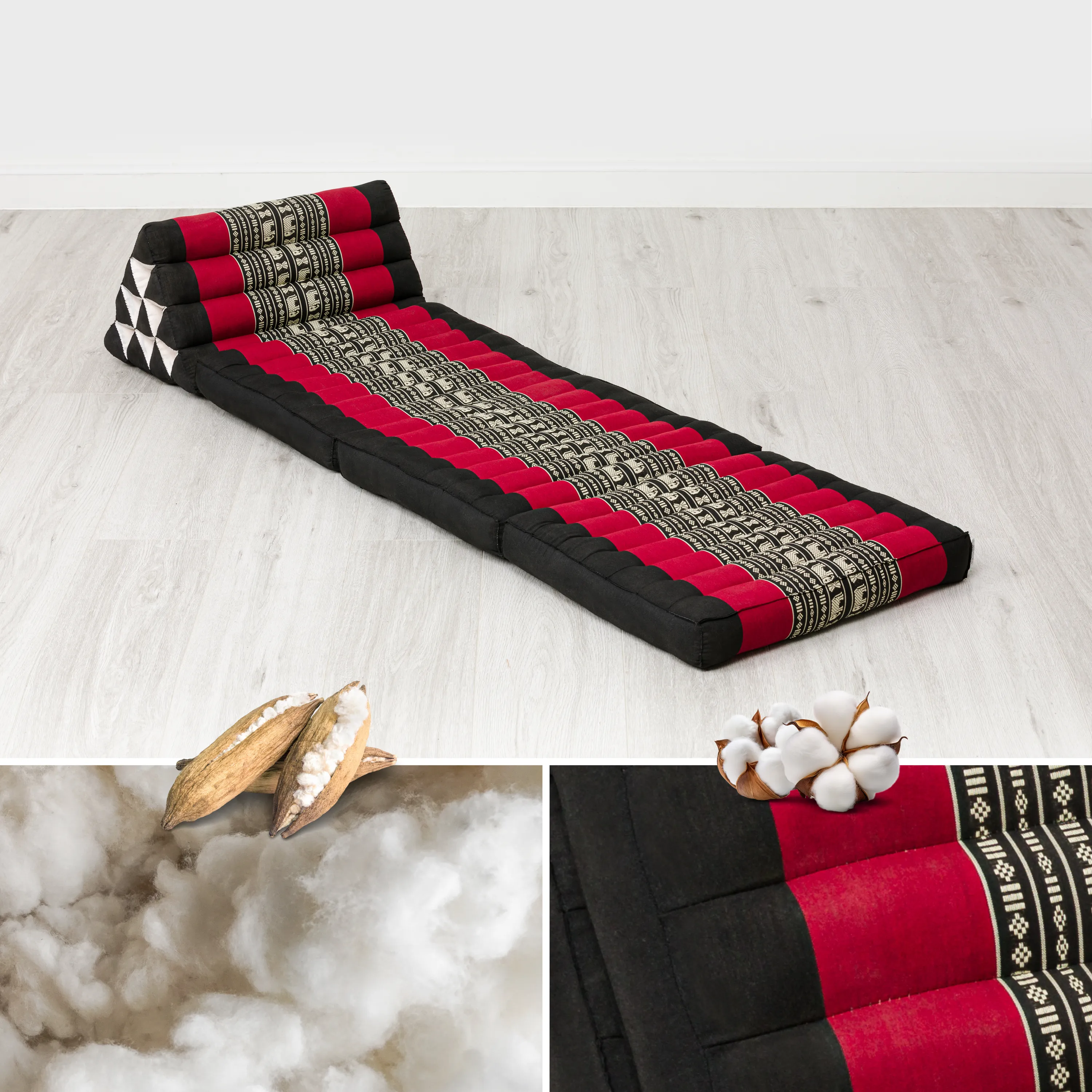 Coussin thaï avec matelas 3 parties en kapok, Classic