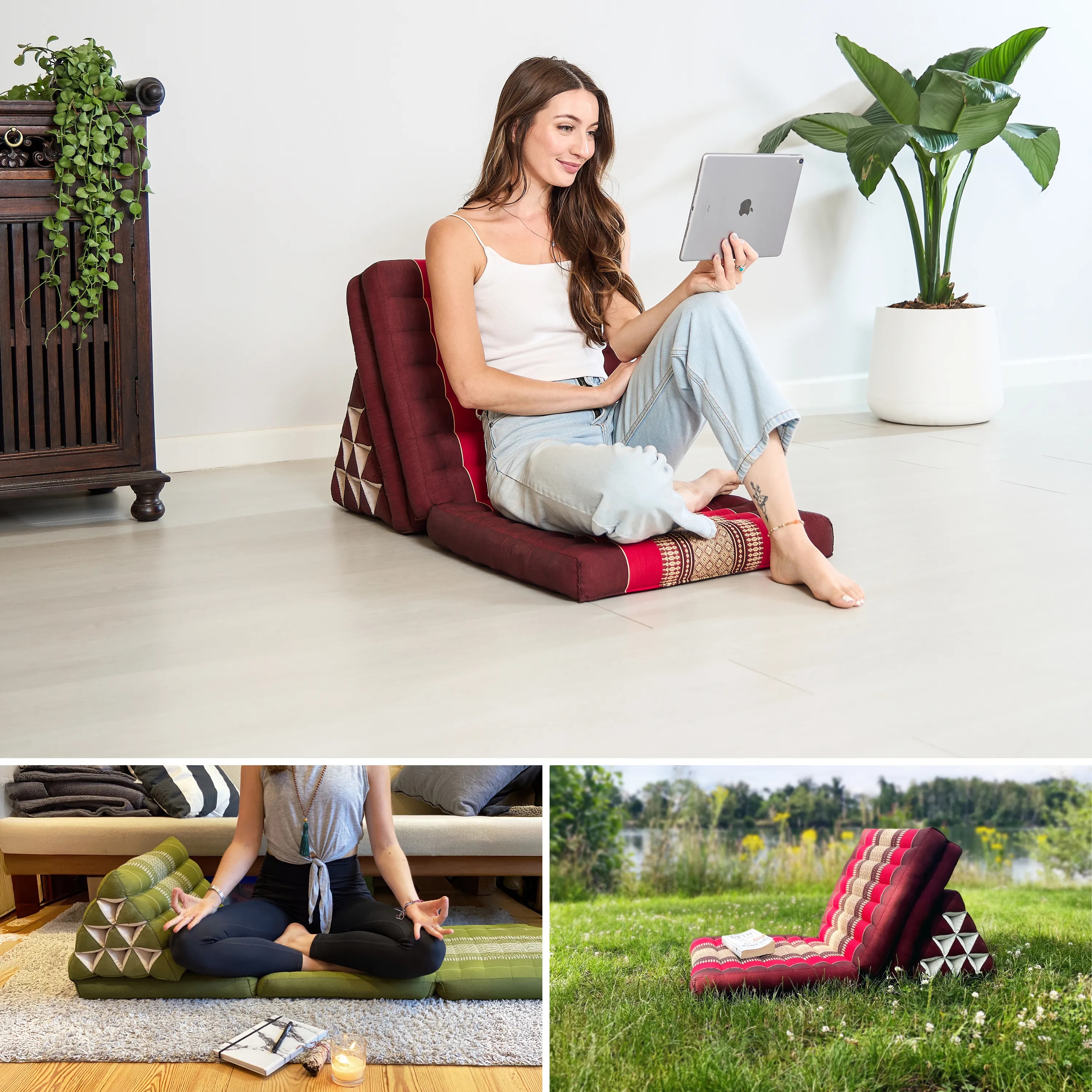 Coussin thaï avec matelas 3 parties en kapok, Classic