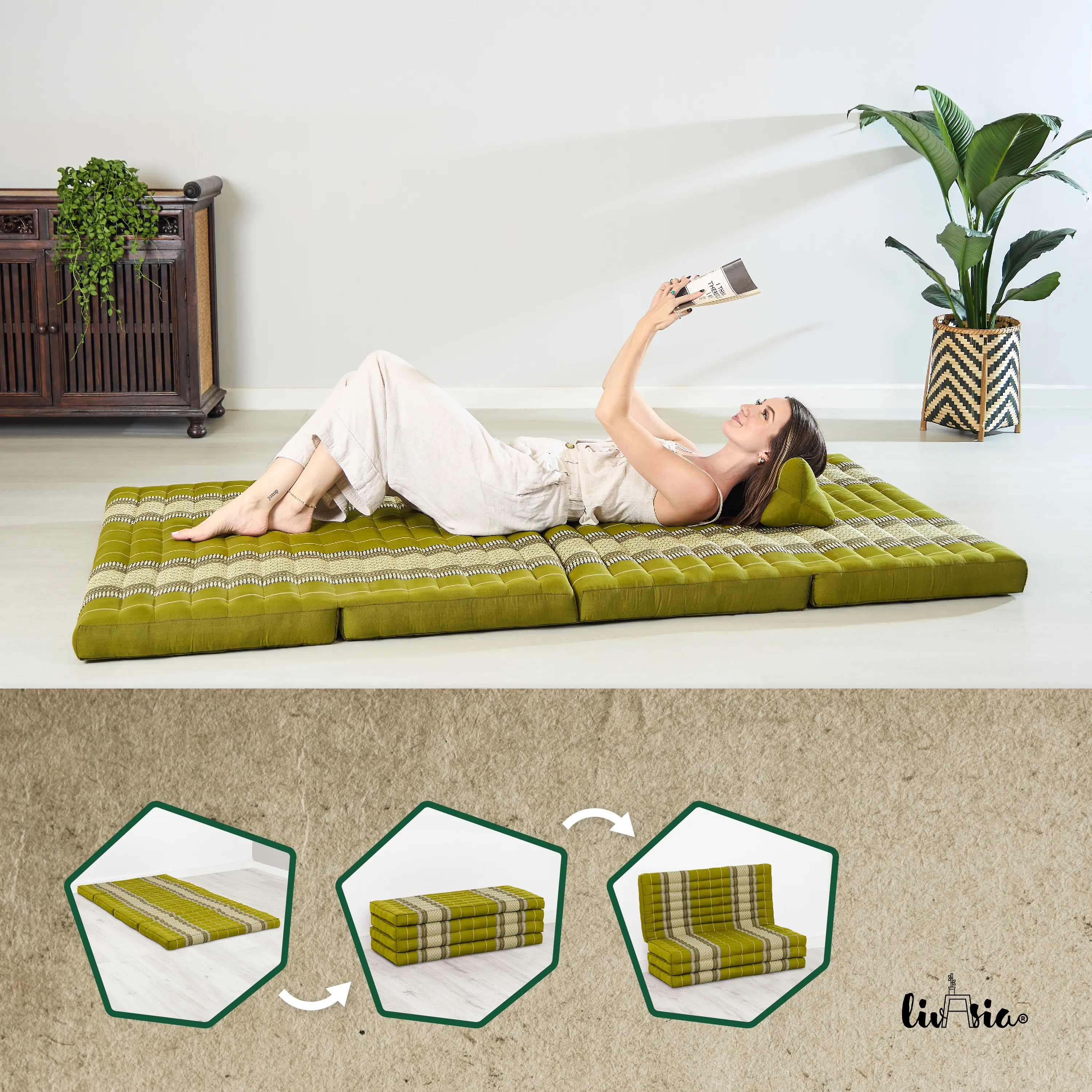 Matelas pliable en kapok, 110 cm de large, Classic