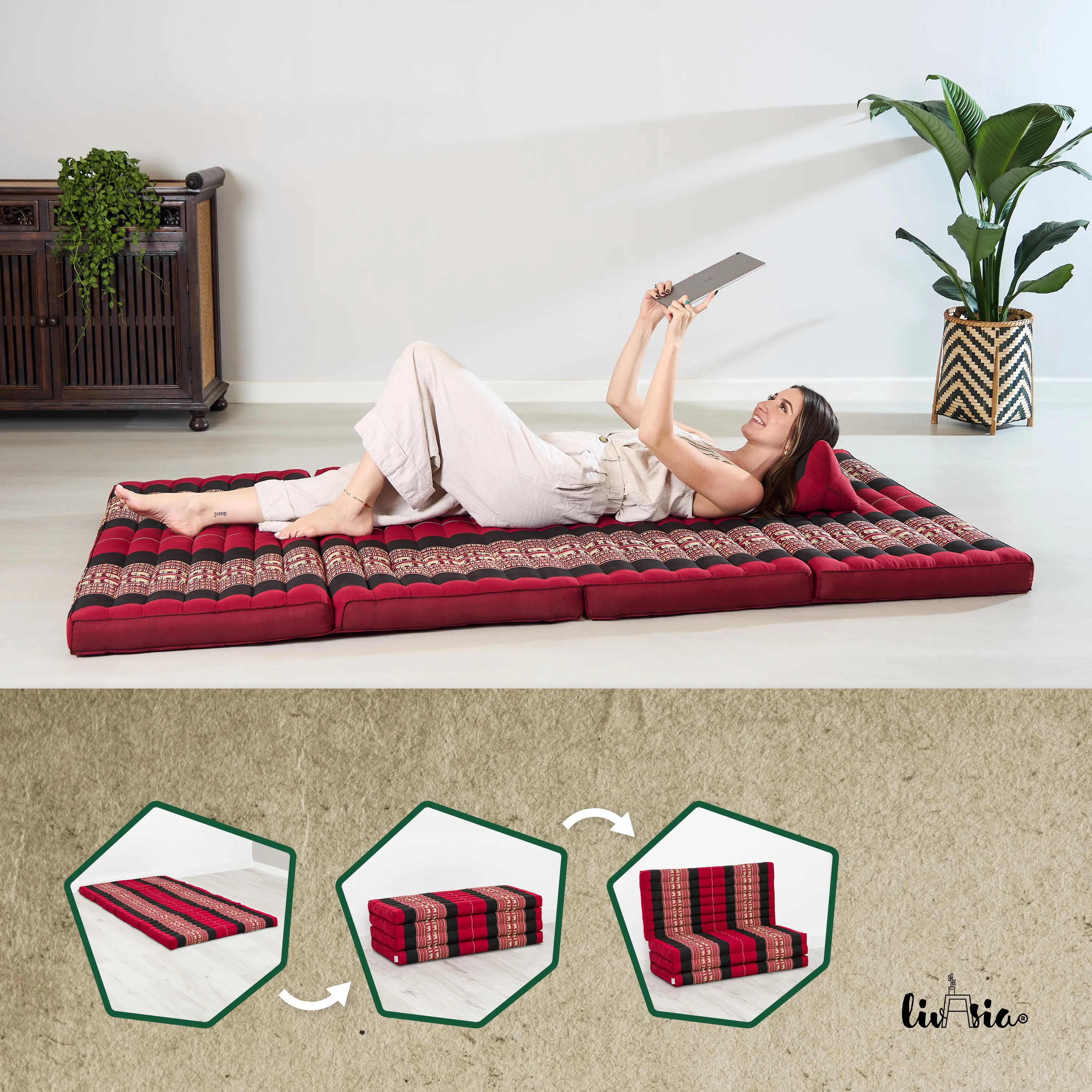 Matelas pliable en kapok, 110 cm de large, Classic