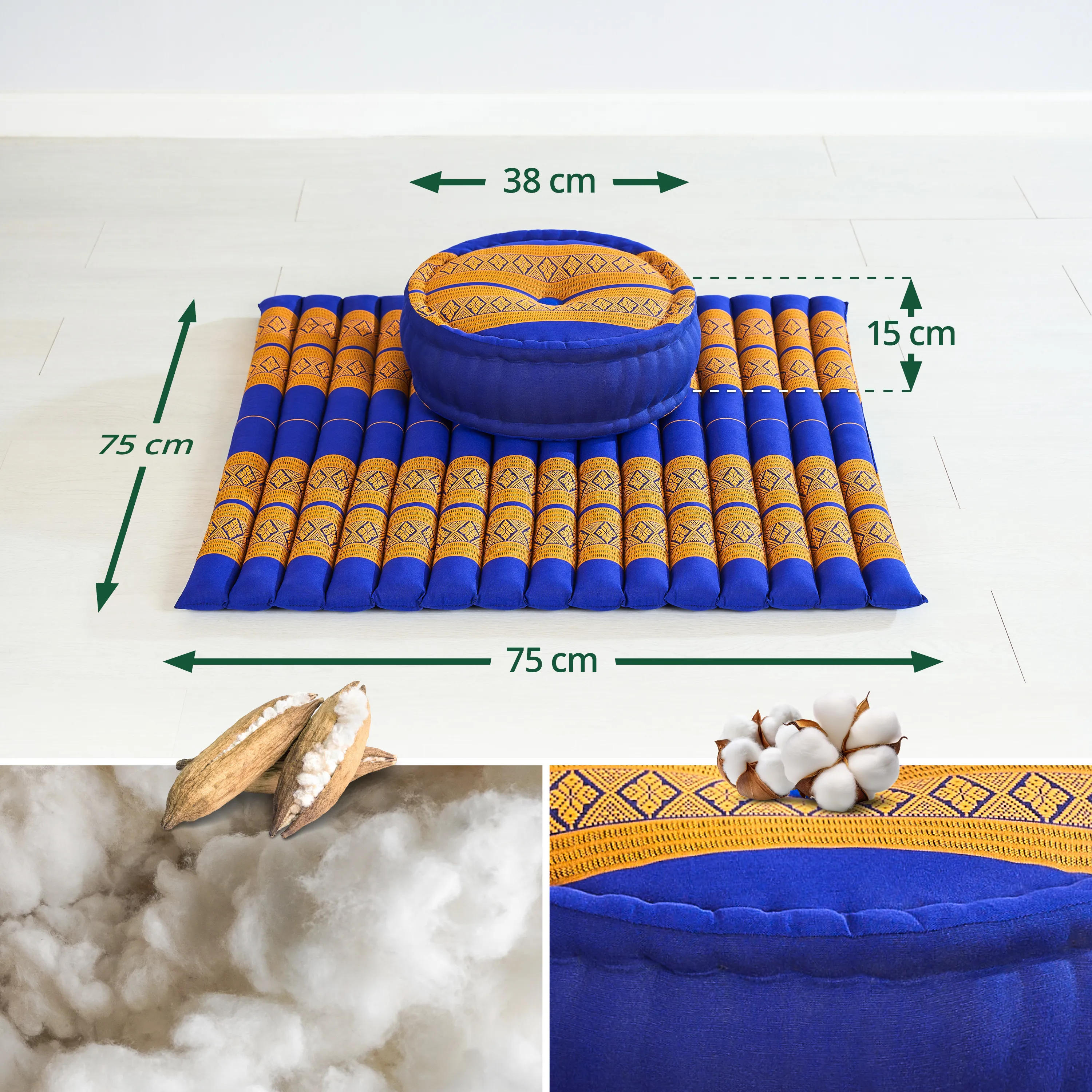 Set de coussins de méditation en kapok XL