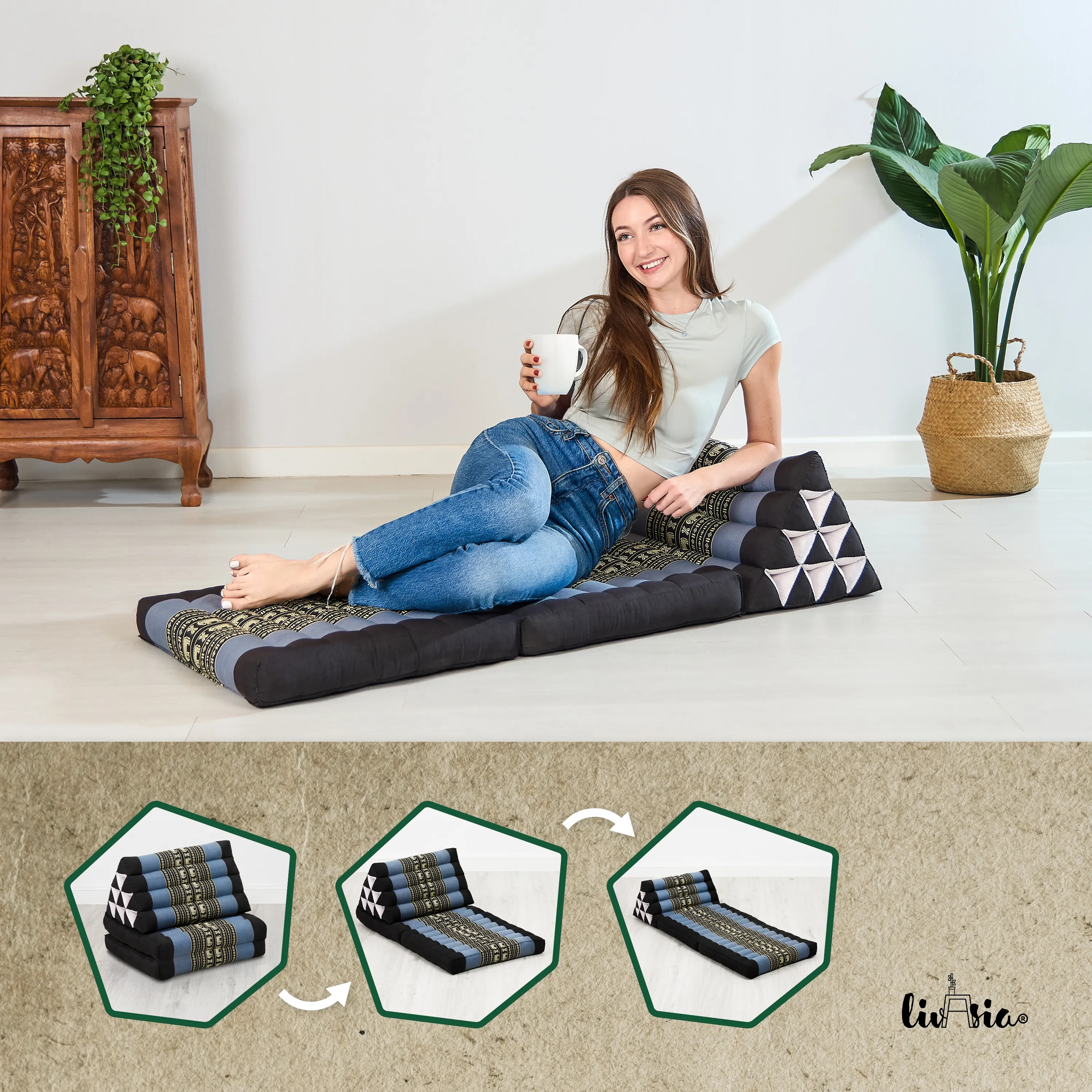 Coussin thaï avec matelas 2 parties en kapok