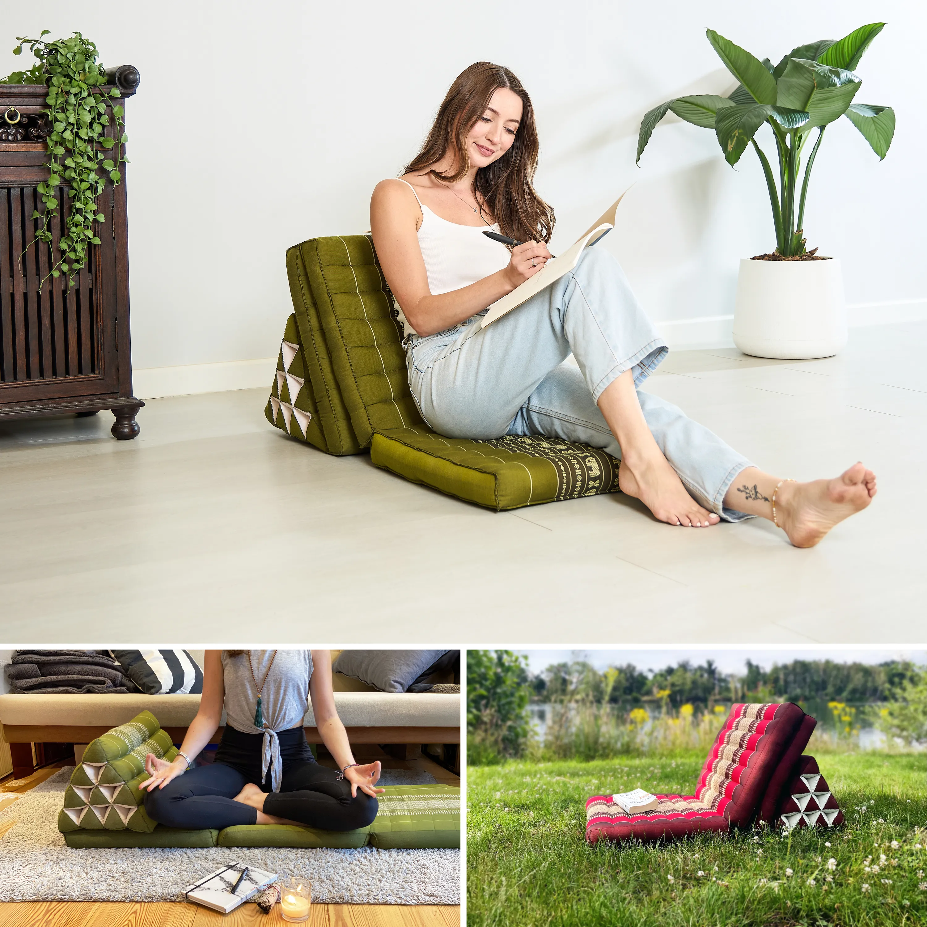 Coussin thaï avec matelas 3 parties en kapok, Classic