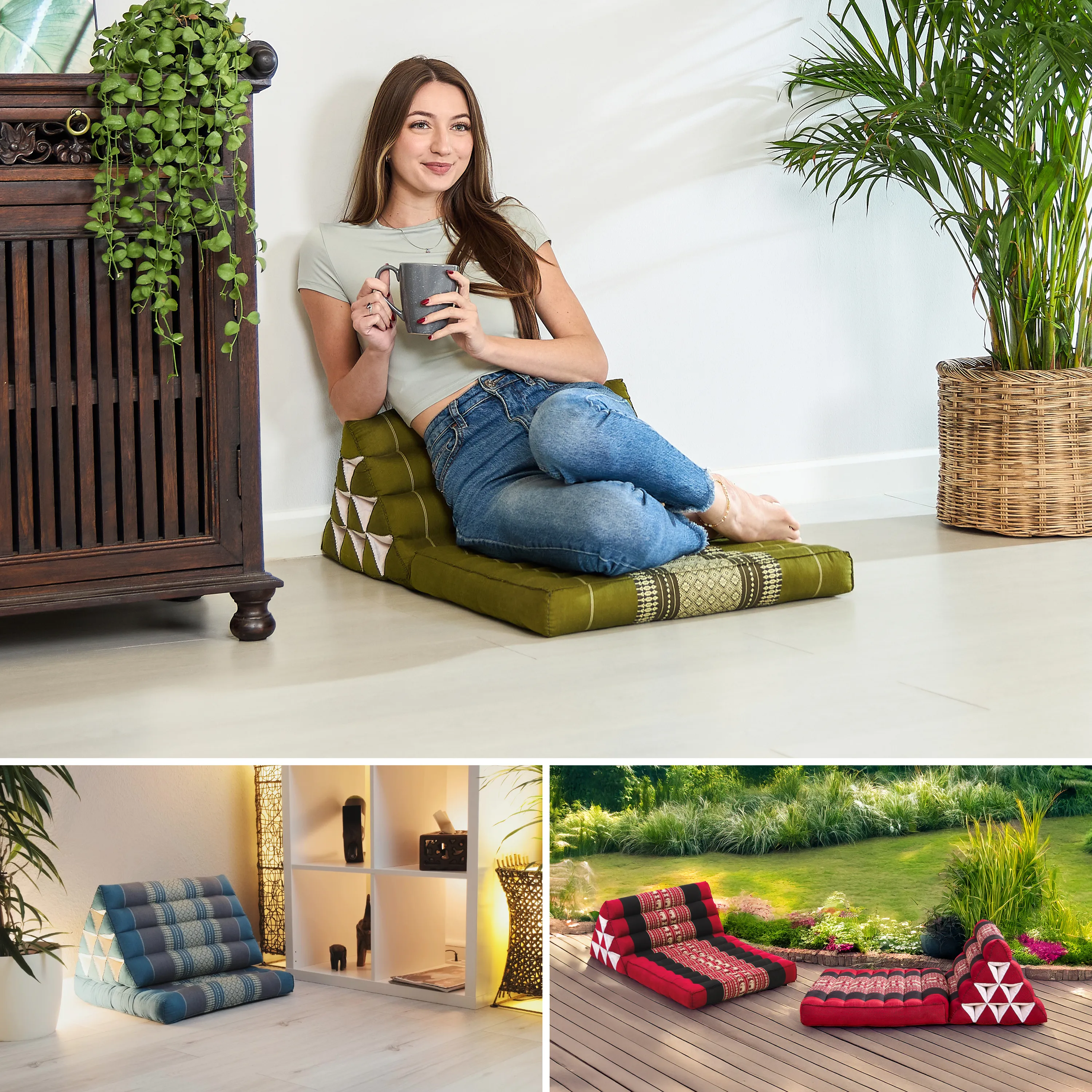 Coussin thaï avec matelas 1 partie en kapok