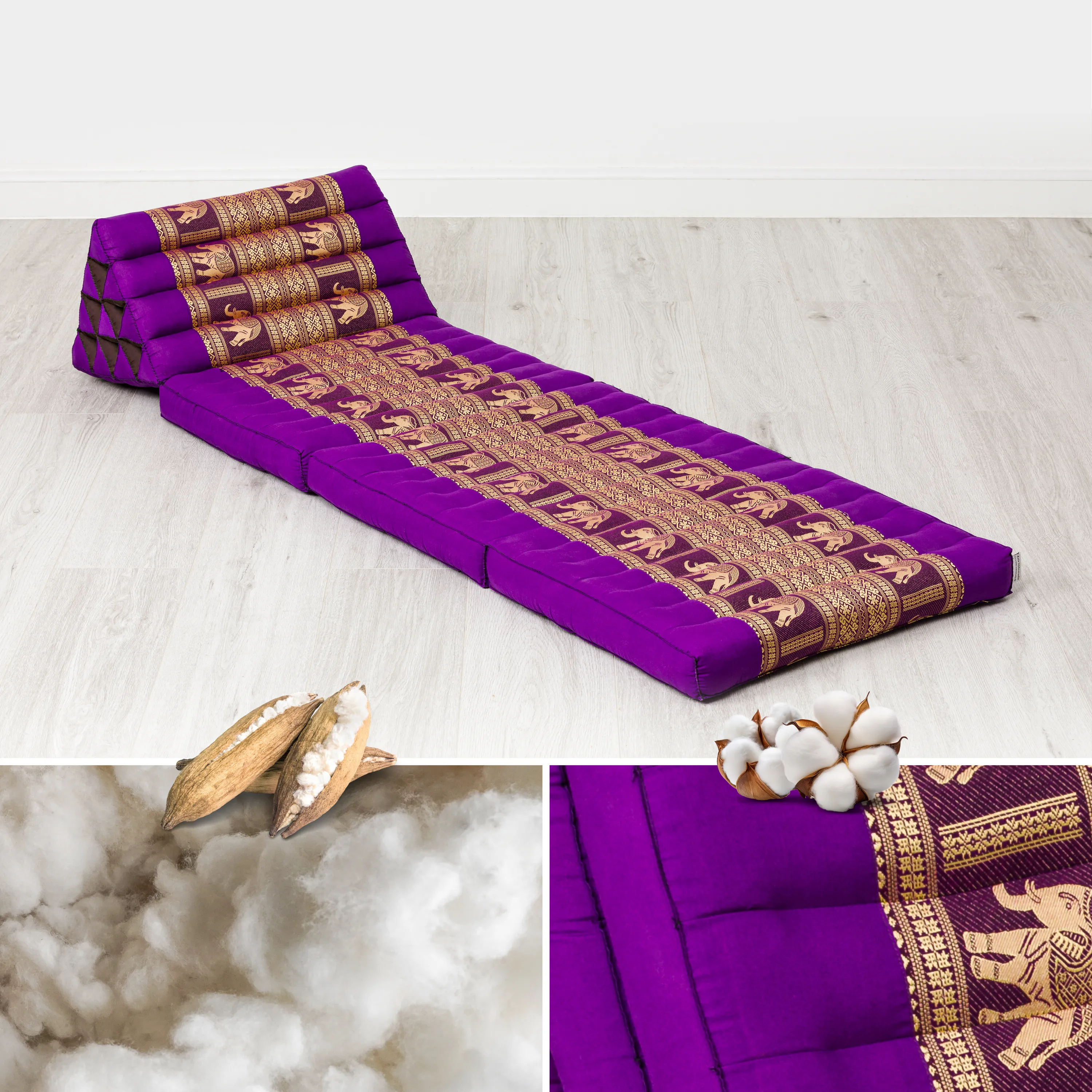 Coussin thaï avec matelas 3 parties en kapok, Deluxe