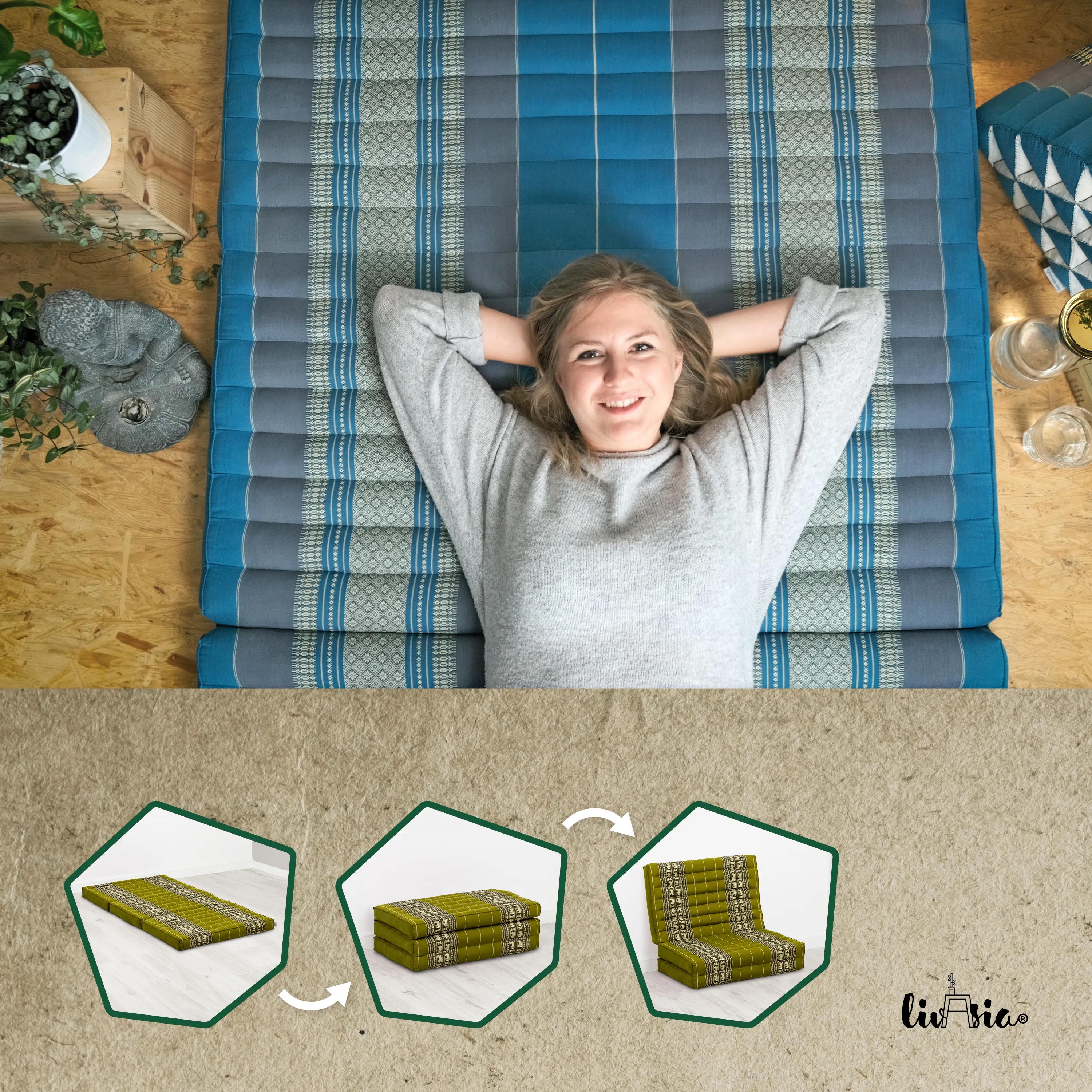 Matelas pliable pour enfant en kapok, 70 cm de large