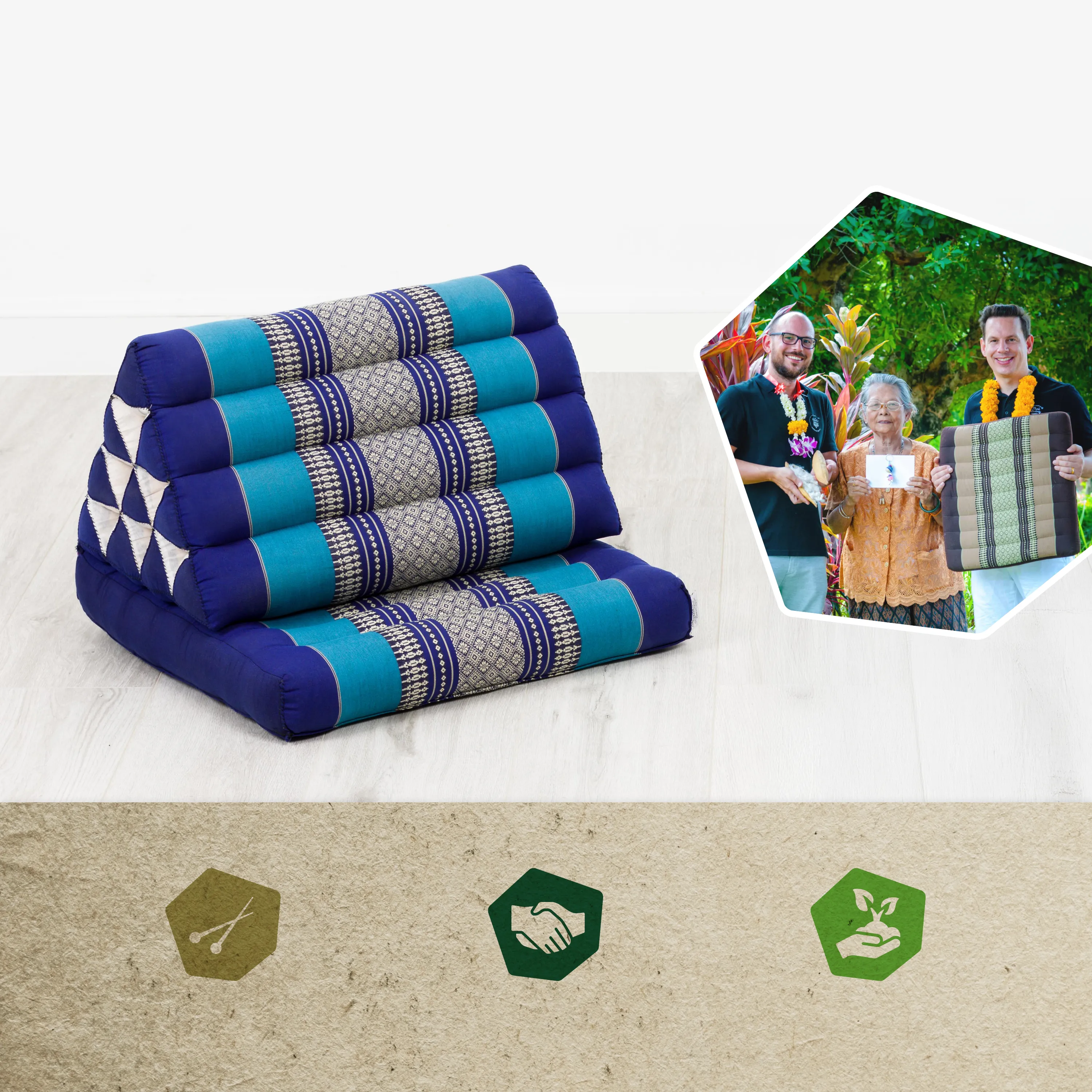 Coussin thaï avec matelas 1 partie en kapok