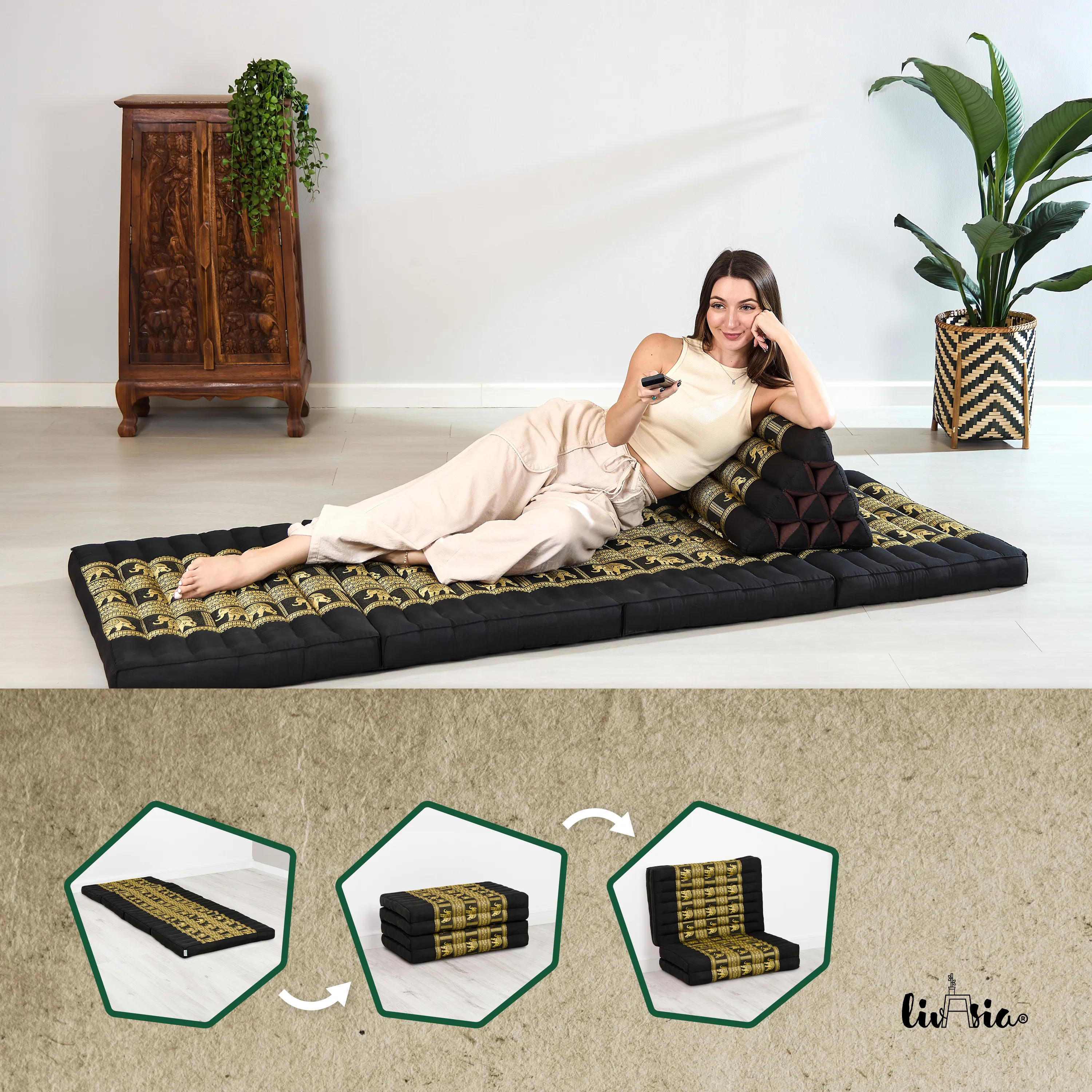 Matelas pliable en kapok, 80 cm de large, Deluxe