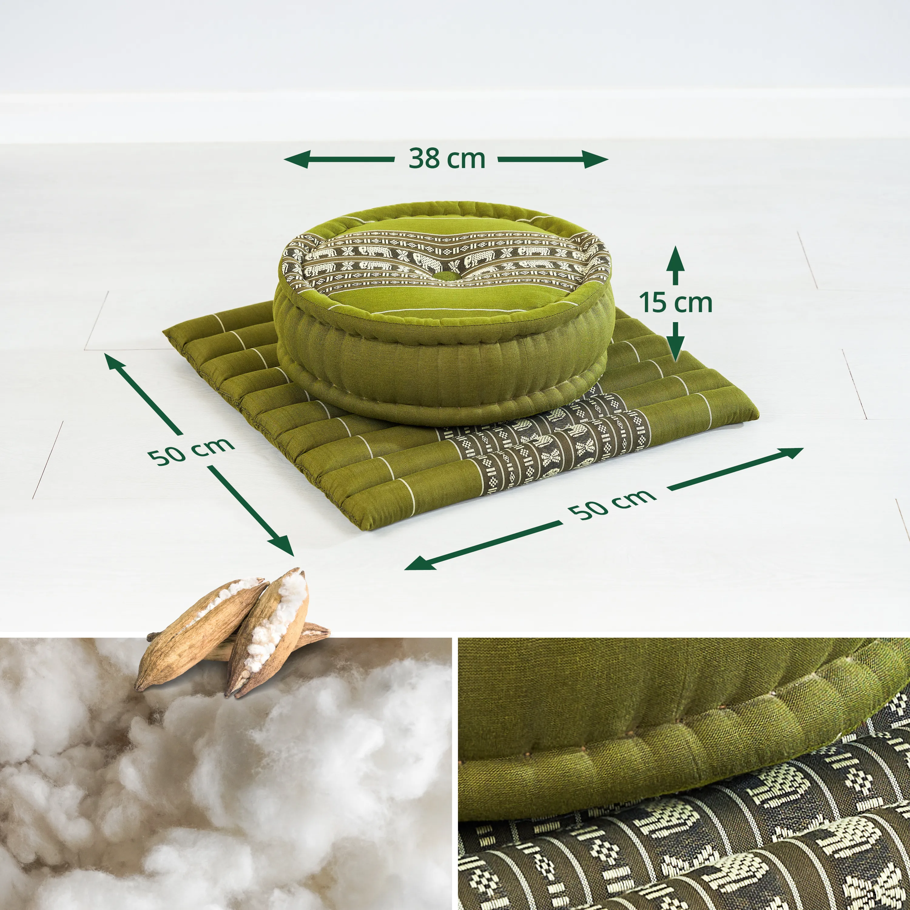Set de coussins de méditation en kapok L