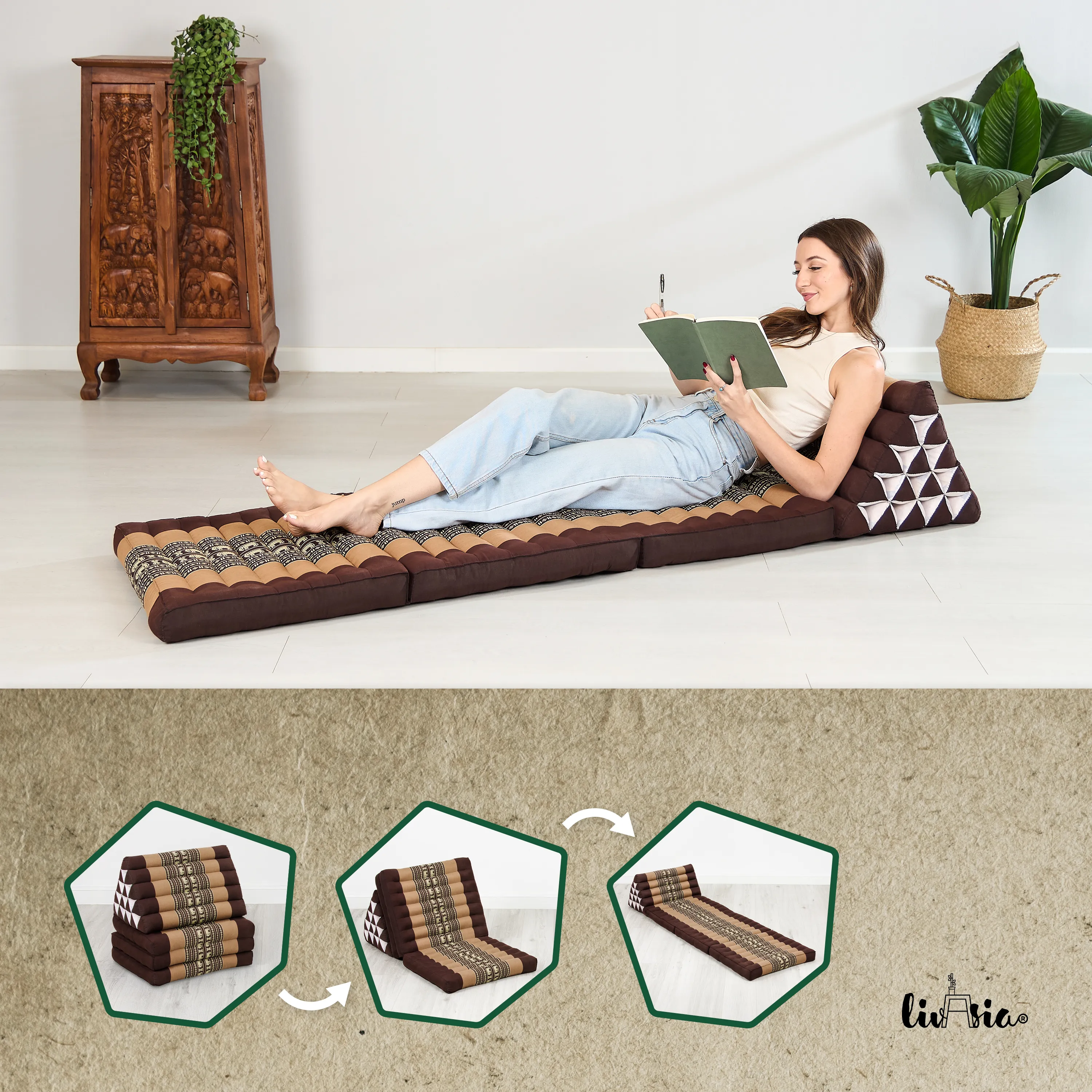 Coussin thaï en kapok hauteur XXL