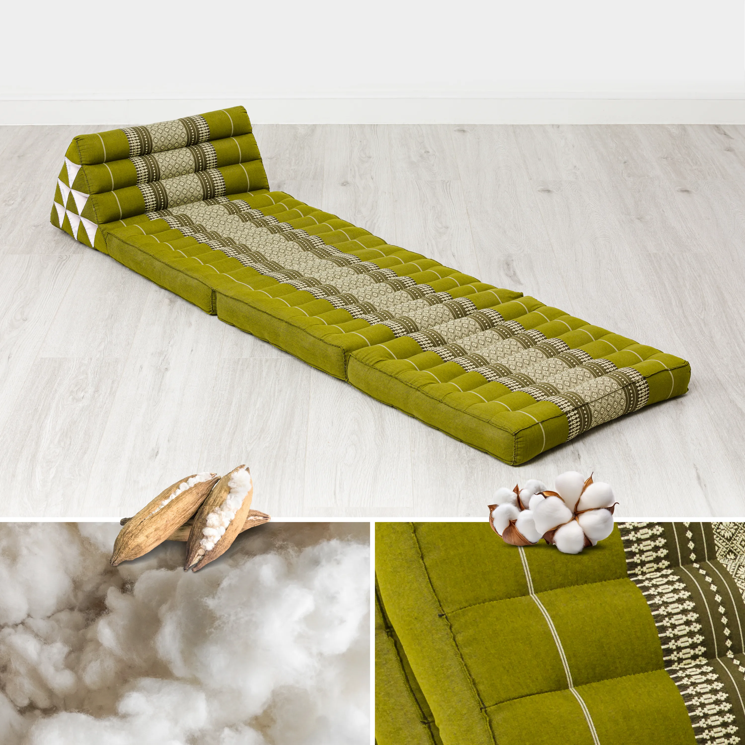 Coussin thaï avec matelas 3 parties en kapok, Classic