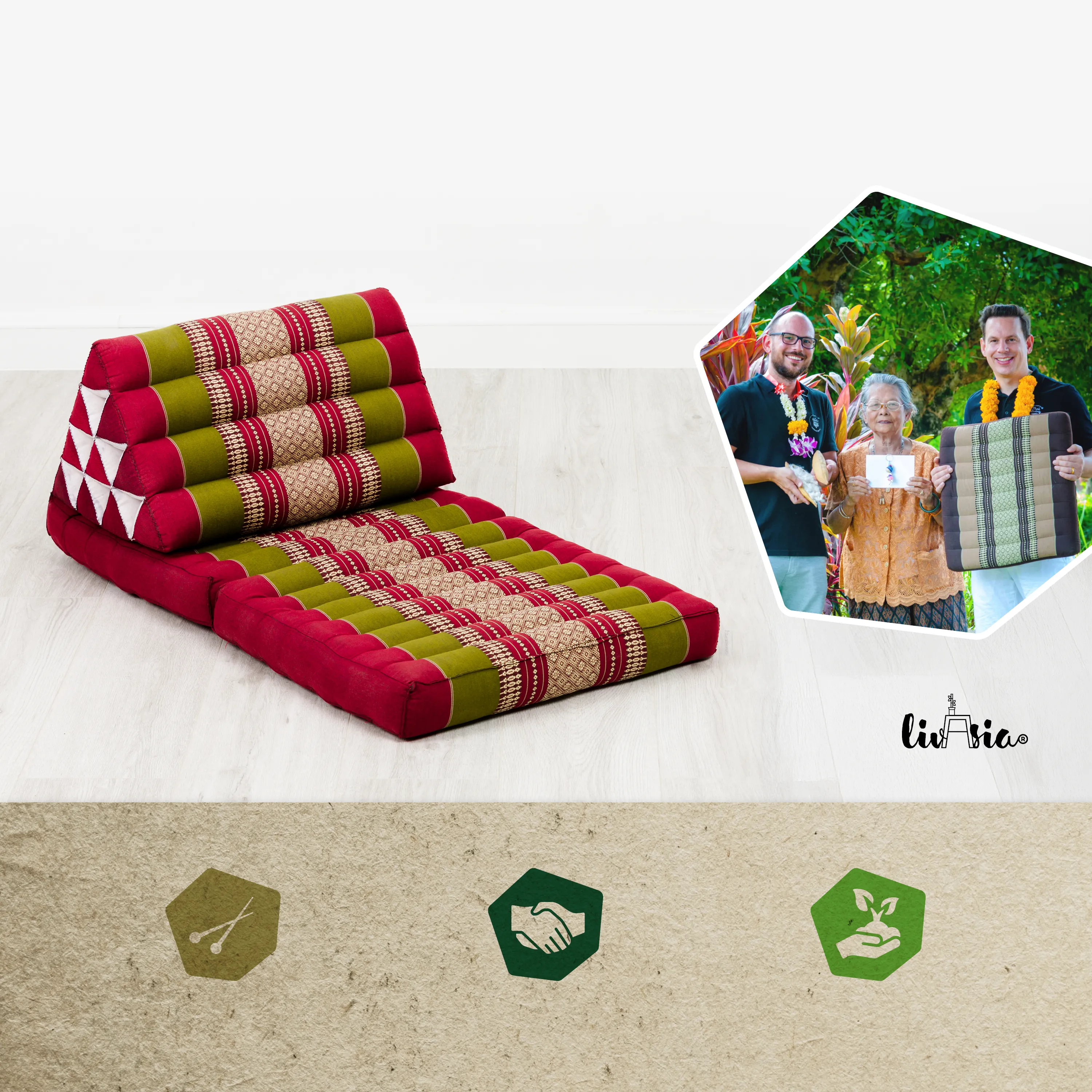 Coussin thaï avec matelas 2 parties en kapok