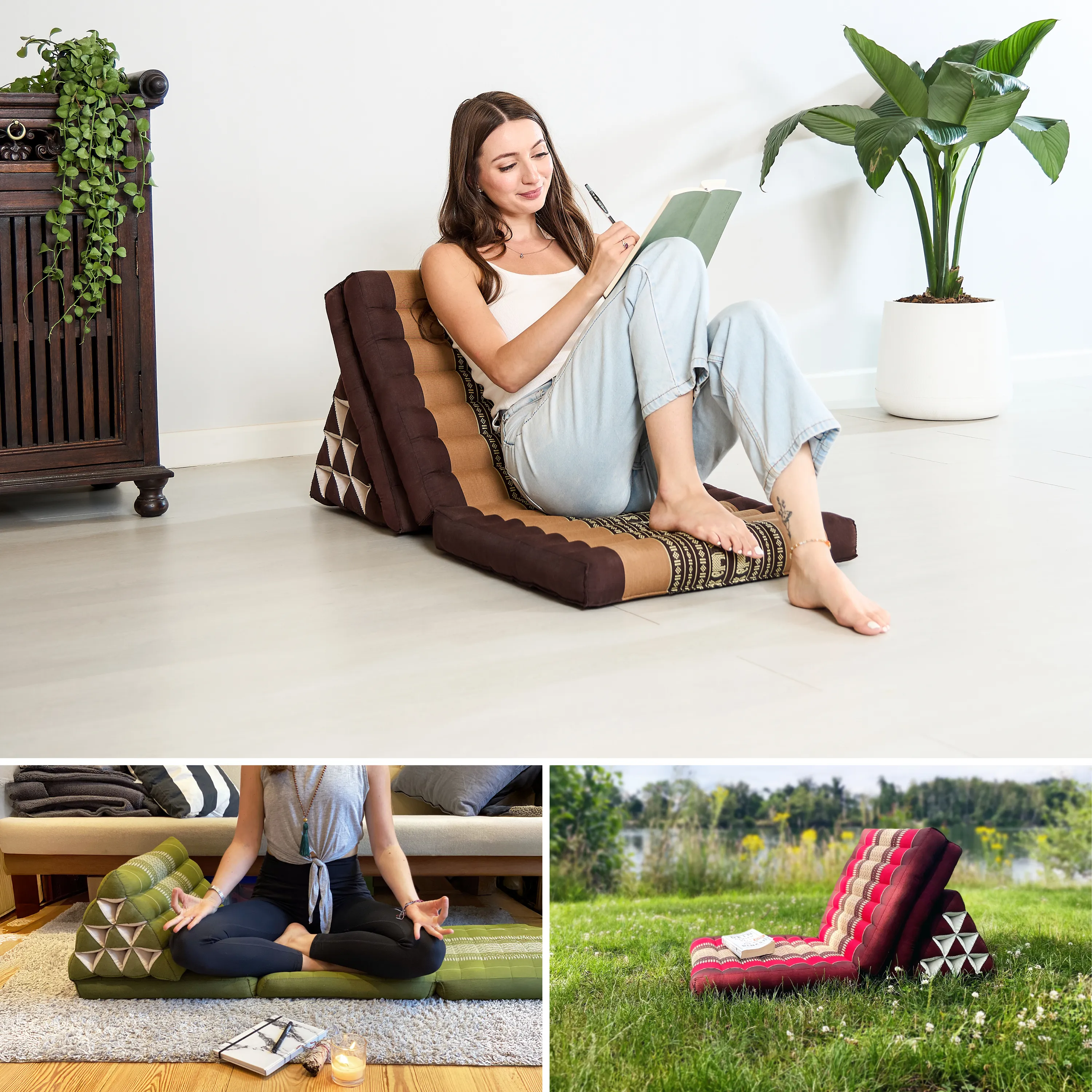 Coussin thaï avec matelas 3 parties en kapok, Classic